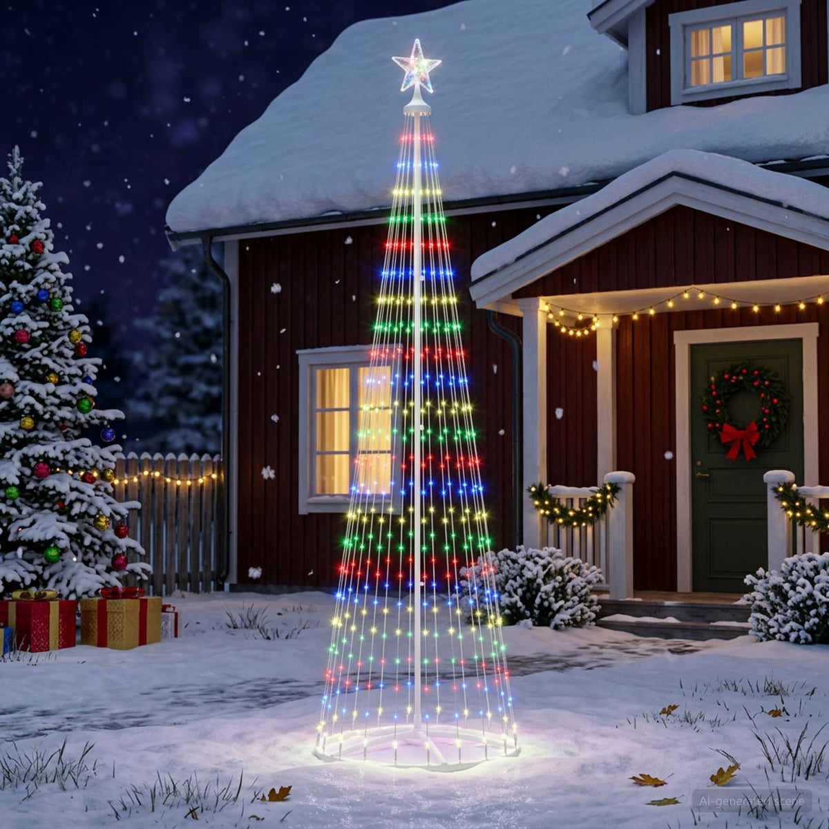 LED kūginė kalėdinė eglutė 250 cm 470 LED Įvairių spalvų