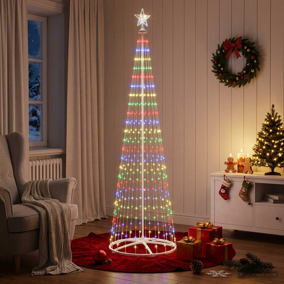 LED kūginė kalėdinė eglutė 250 cm 470 LED Įvairių spalvų