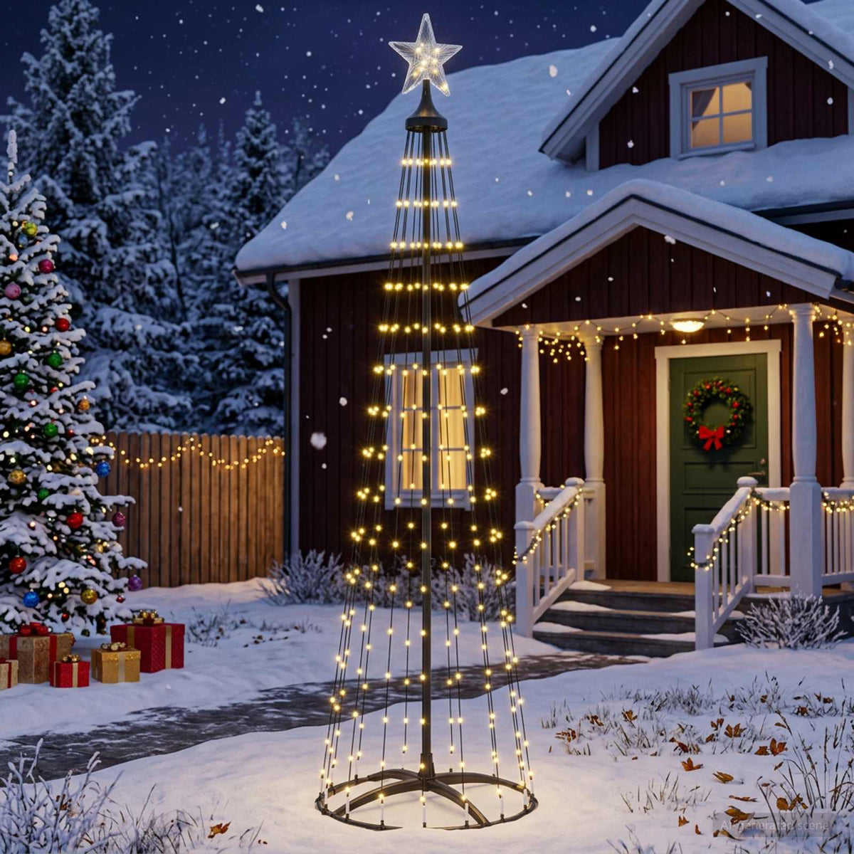 LED kūginė kalėdinė eglutė 180 cm 250 LED Šilta balta Plienas