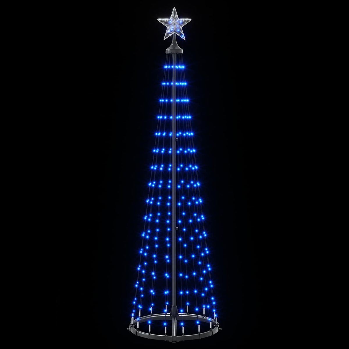 LED kūginė kalėdinė eglutė 180 cm 250 LED Mėlyna Plienas Balta