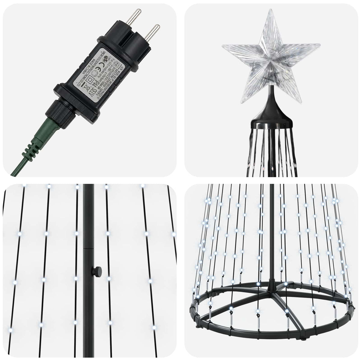LED kūginė kalėdinė eglutė 250 cm 470 LED Šalta balta Plienas