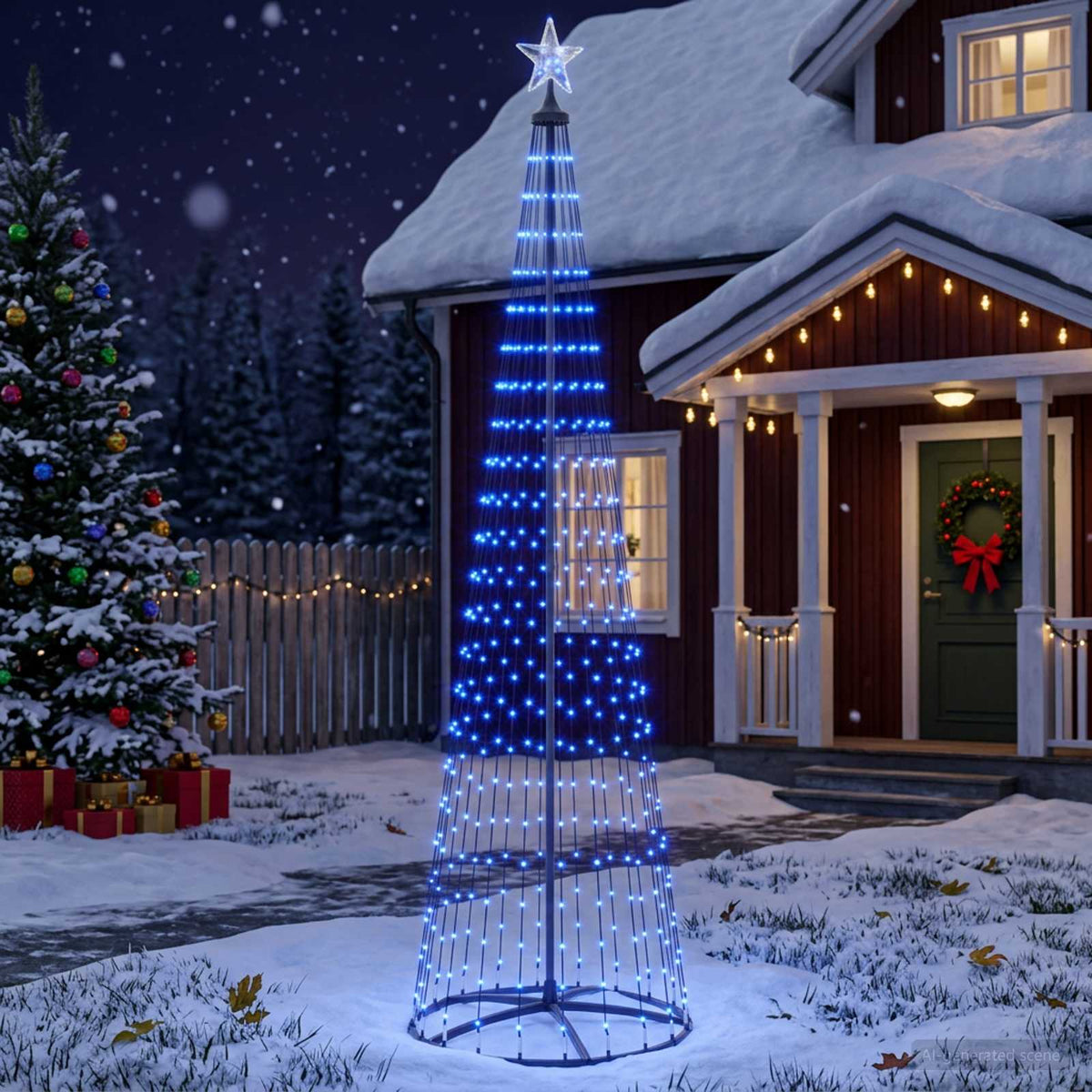 LED kūginė kalėdinė eglutė 250 cm 470 LED Mėlyna Plienas Balta