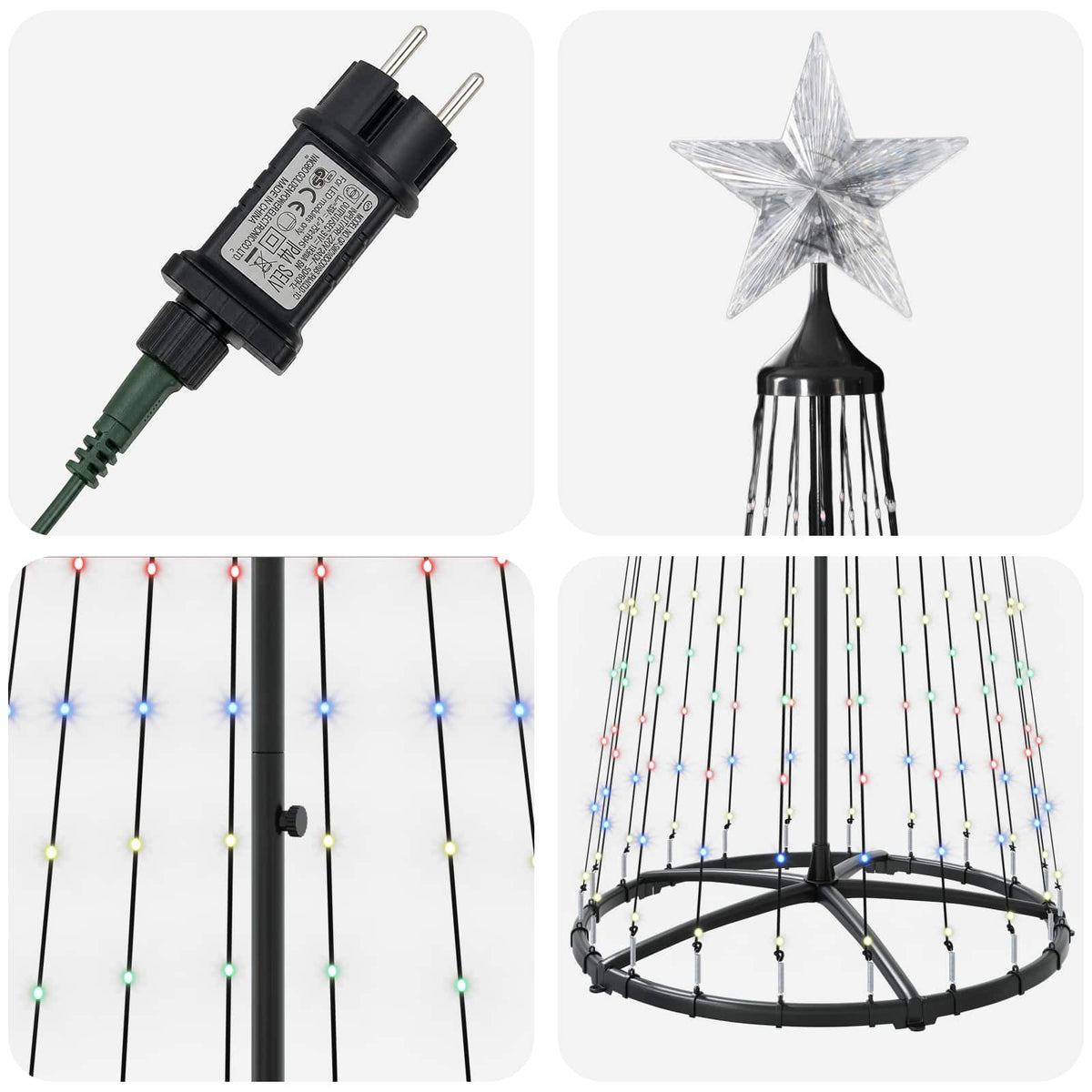 LED kūginė kalėdinė eglutė 250 cm 470 LED Įvairių spalvų