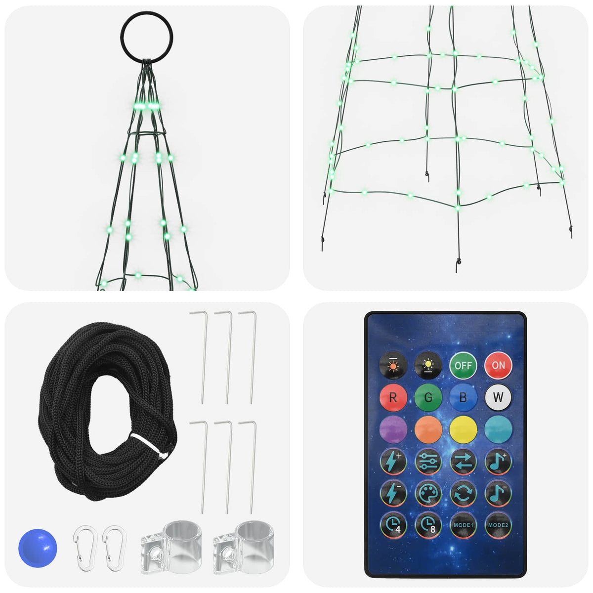 LED Kalėdų medis 180 cm 168 LED Įvairių spalvų geležis Juoda