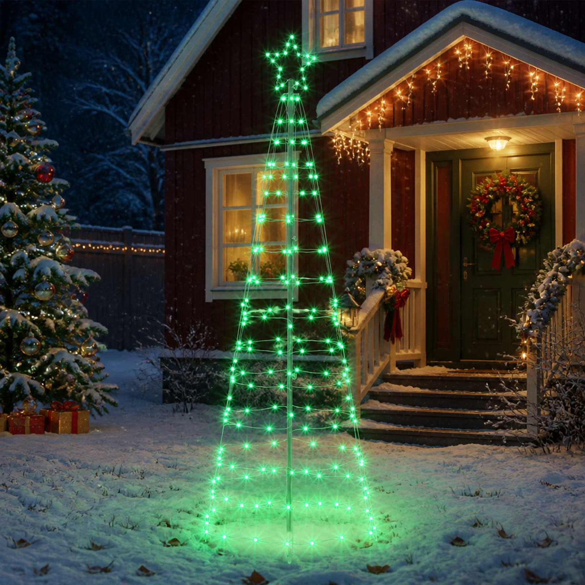 LED Kalėdų medis 180 cm 168 LED Įvairių spalvų Plienas Juoda