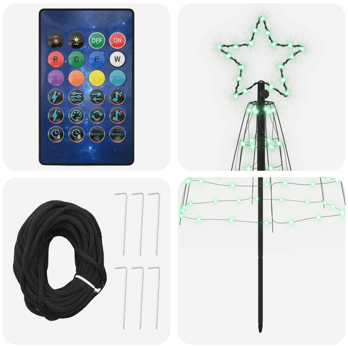 LED Kalėdų medis 180 cm 168 LED Įvairių spalvų Plienas Juoda
