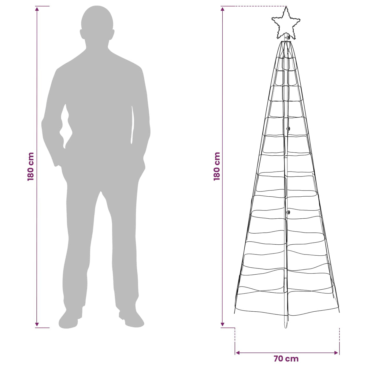 LED Kalėdų medis 180 cm 168 LED Įvairių spalvų Plienas Juoda