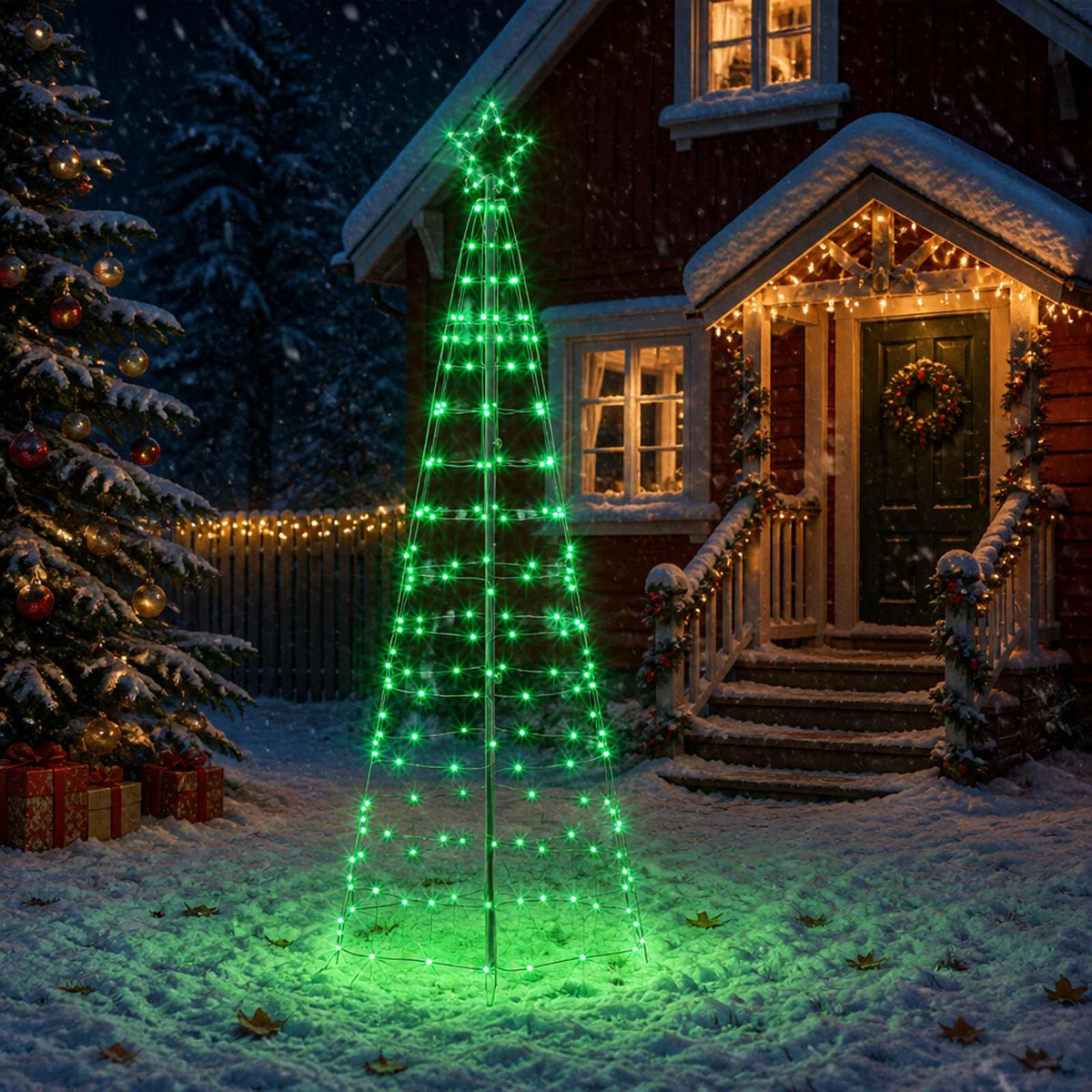 LED Kalėdų medis 250 cm 300 LED Įvairių spalvų Plienas Juoda