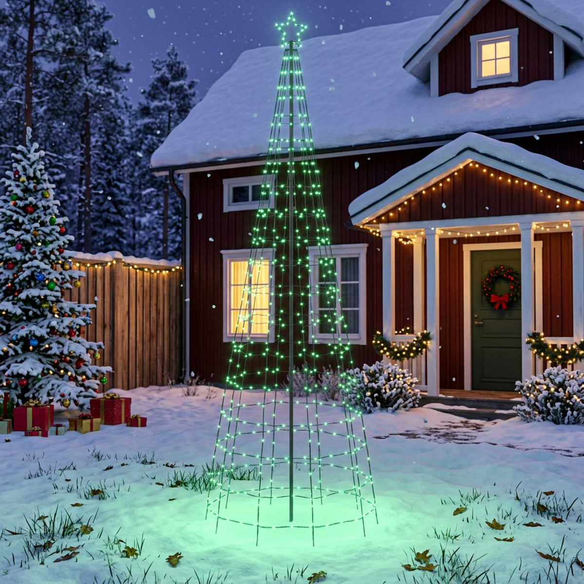 LED Kalėdų medis 300 cm 390 LED Įvairių spalvų Plienas Juoda