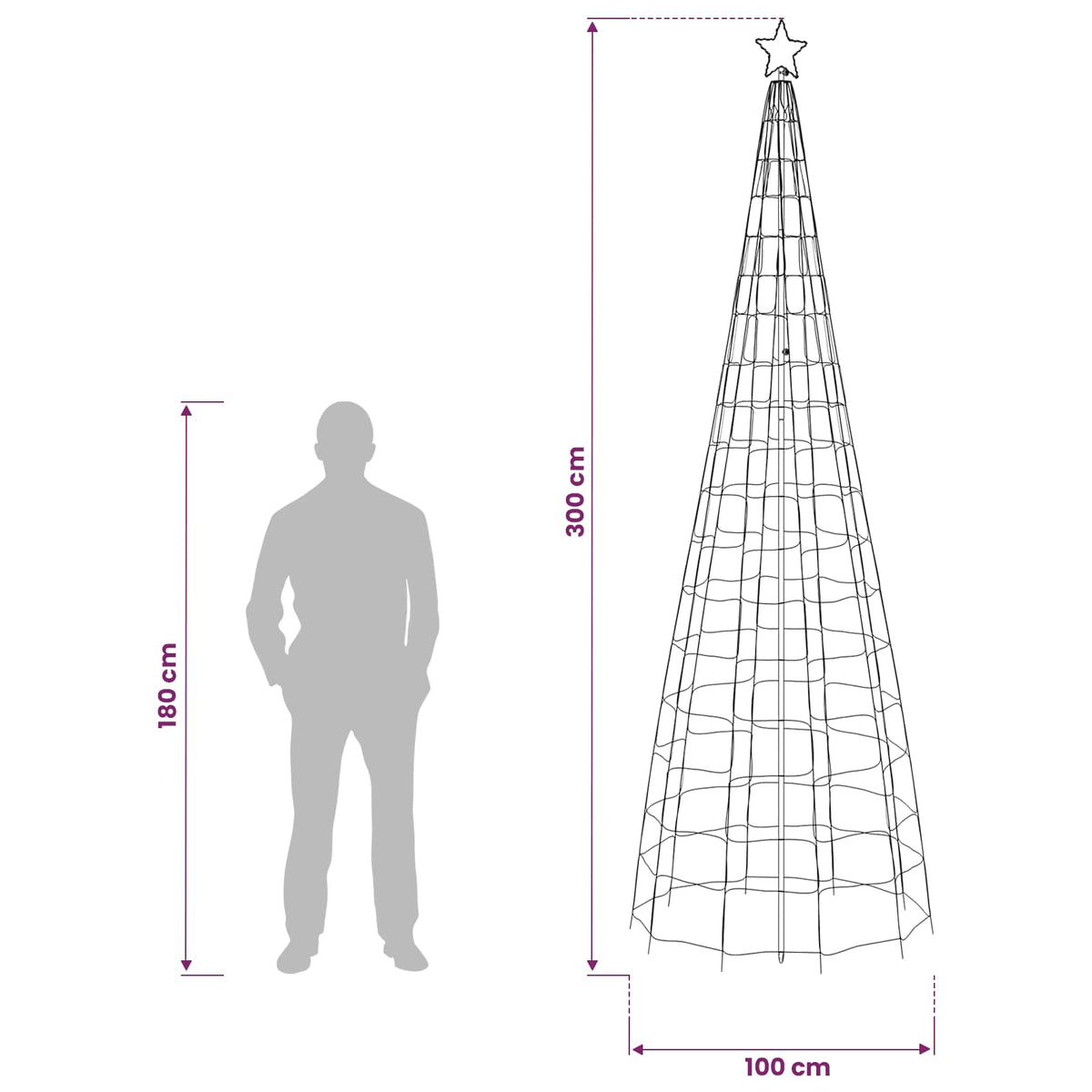 LED Kalėdų medis 300 cm 390 LED Įvairių spalvų Plienas Juoda