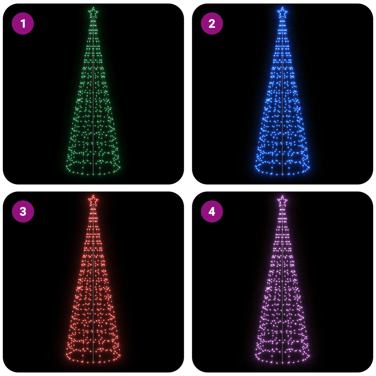 LED Kalėdų medis 300 cm 390 LED Įvairių spalvų Plienas Juoda