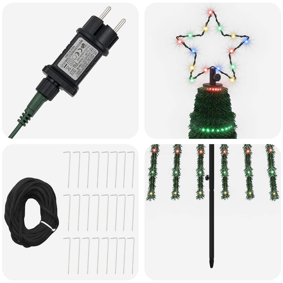 LED Kalėdų medis 300 cm 668 LED Įvairių spalvų Plienas Juoda