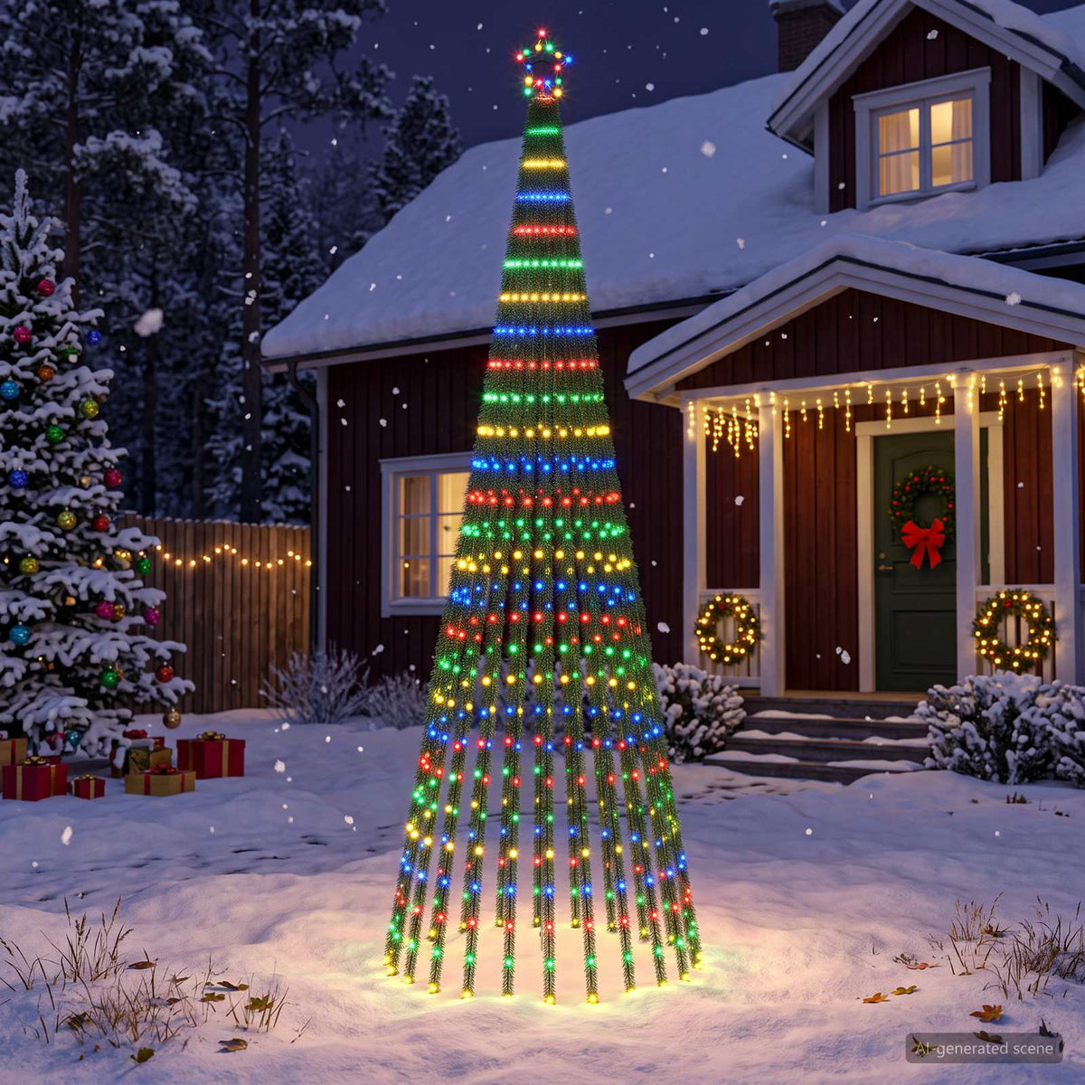 LED Kalėdų medis 300 cm 668 LED Įvairių spalvų Plienas Juoda