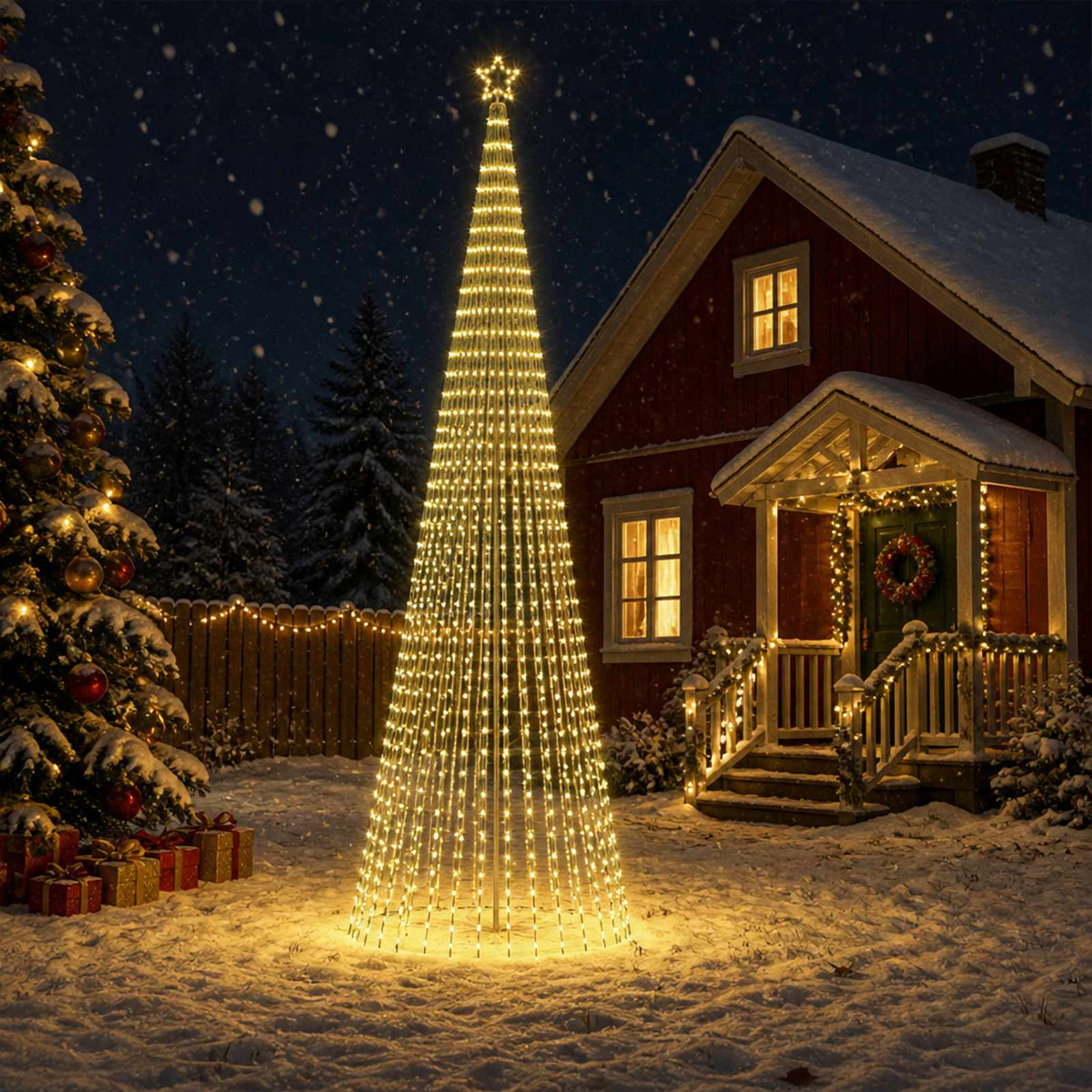 LED Kalėdų medis 500 cm 1524 LED Šilta balta Plienas Juoda