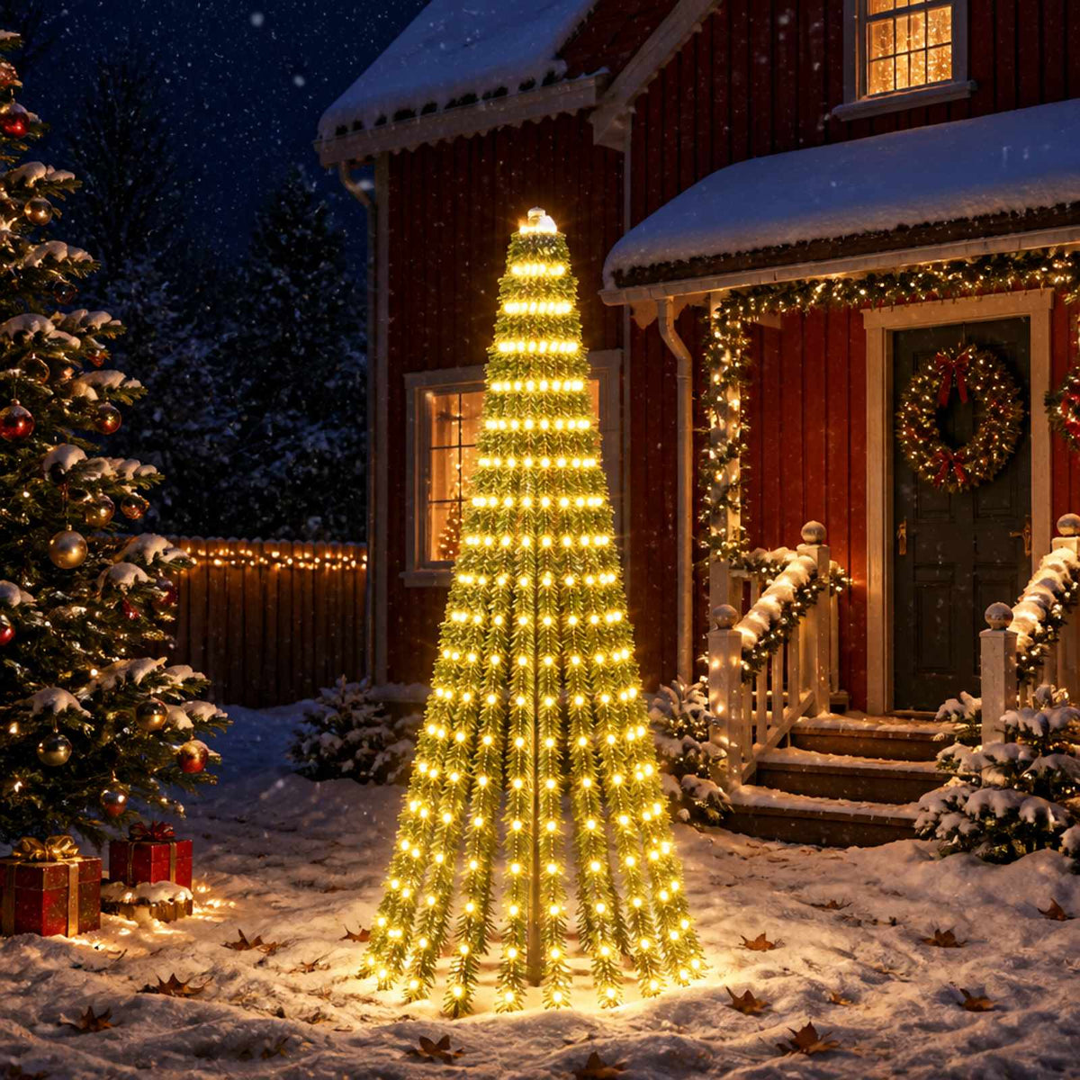 LED Kalėdų medis 220 cm 460 LED Šilta balta Plienas Žalia