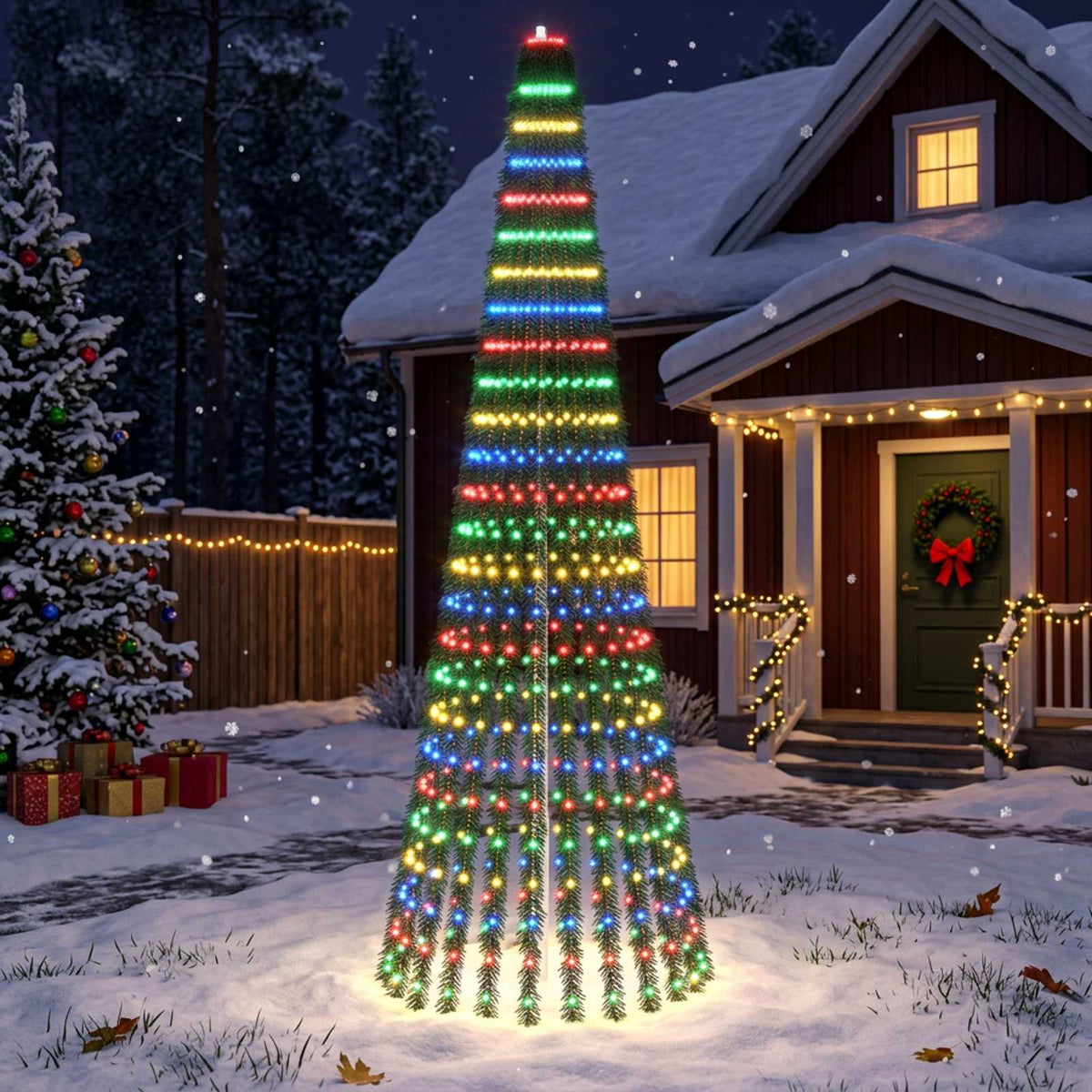 LED Kalėdų medis 270 cm 648 LED Įvairių spalvų Plienas Žalia