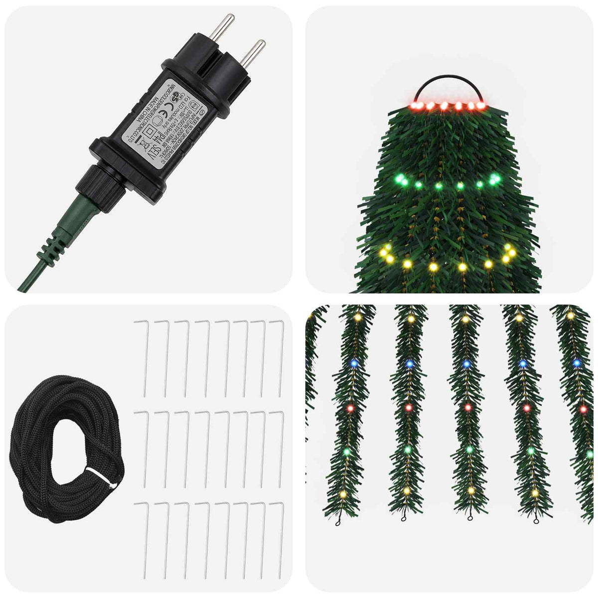 LED Kalėdų medis 270 cm 648 LED Įvairių spalvų Plienas Žalia