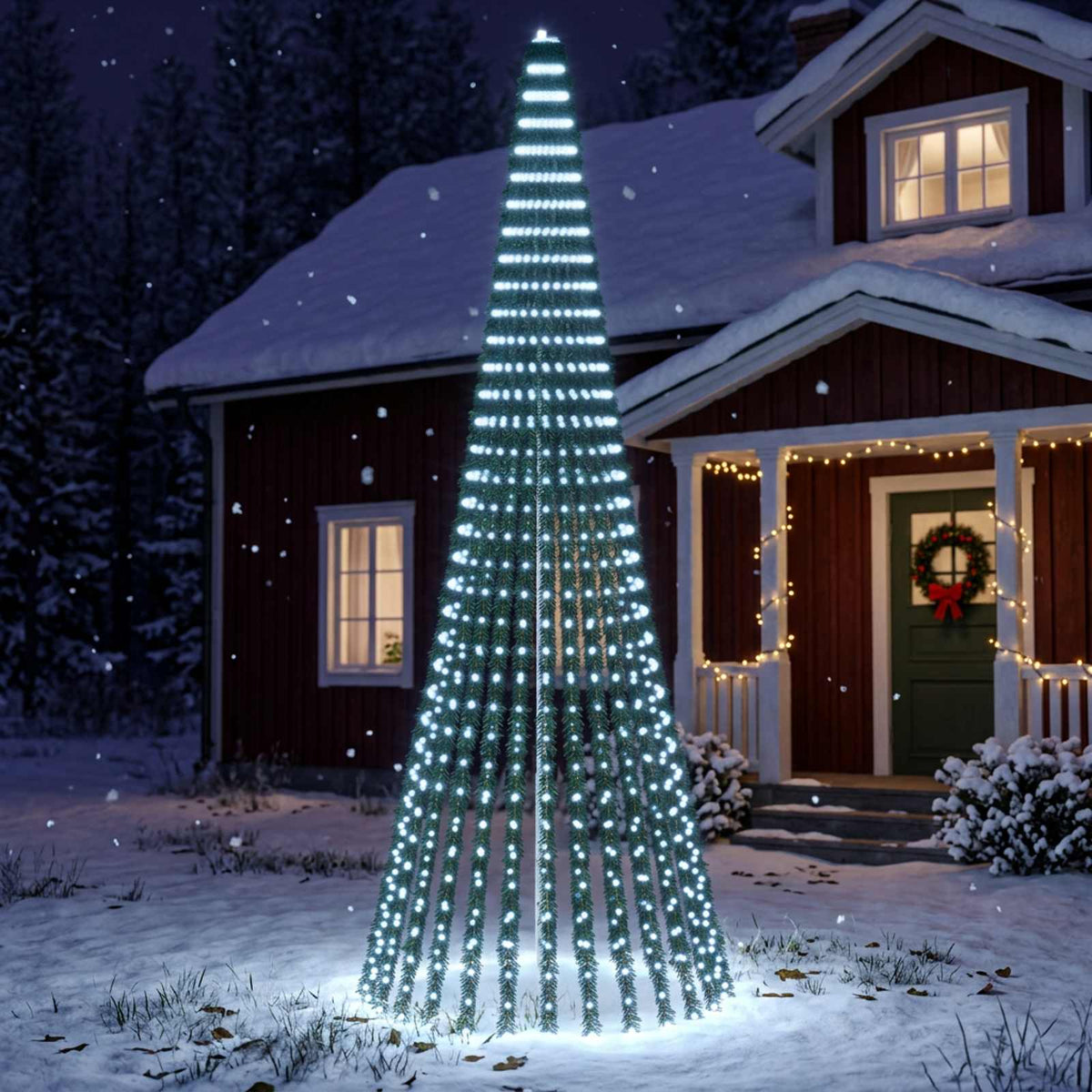LED Kalėdų medis 370 cm 1008 LED Šalta balta Plienas Žalia