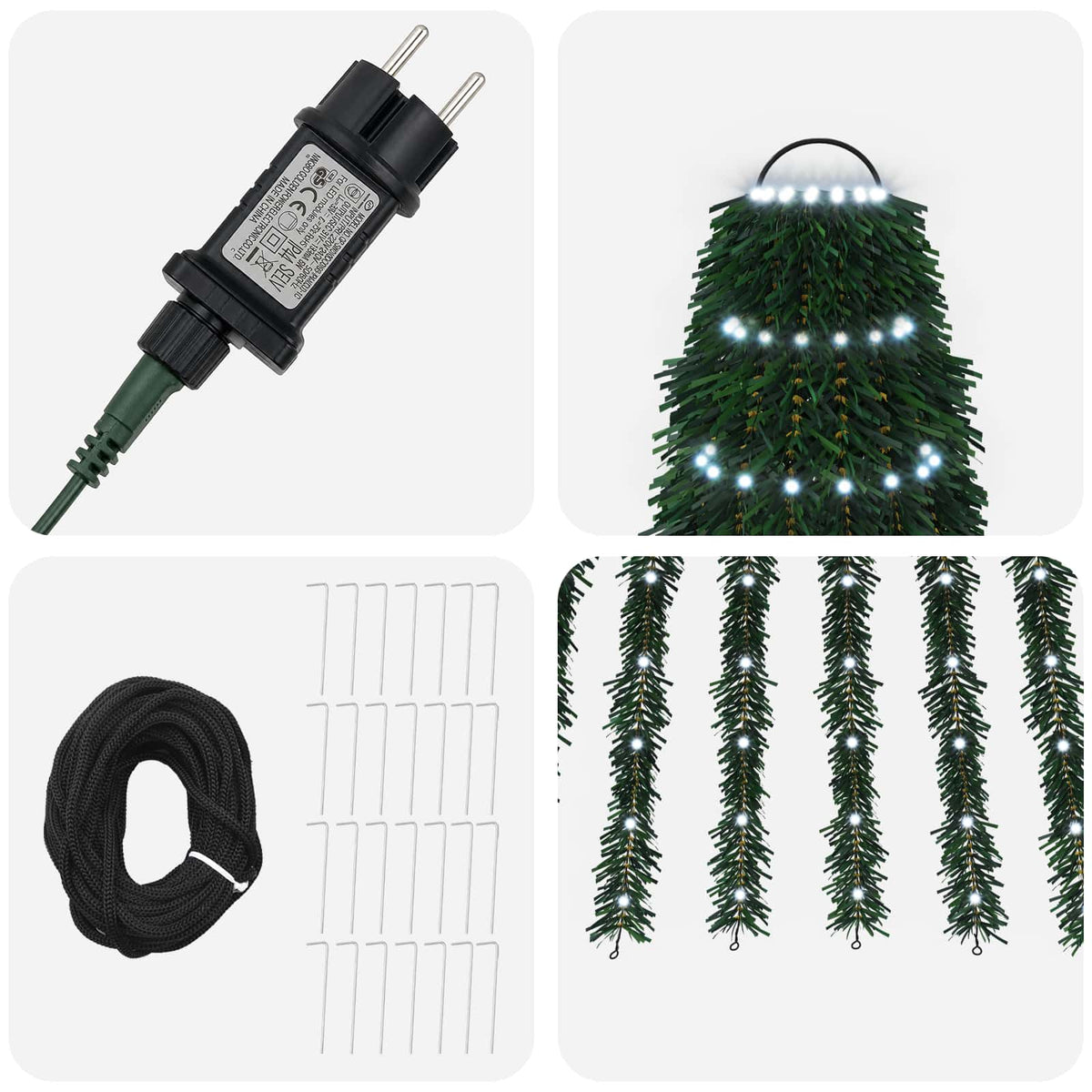 LED Kalėdų medis 370 cm 1008 LED Šalta balta Plienas Žalia