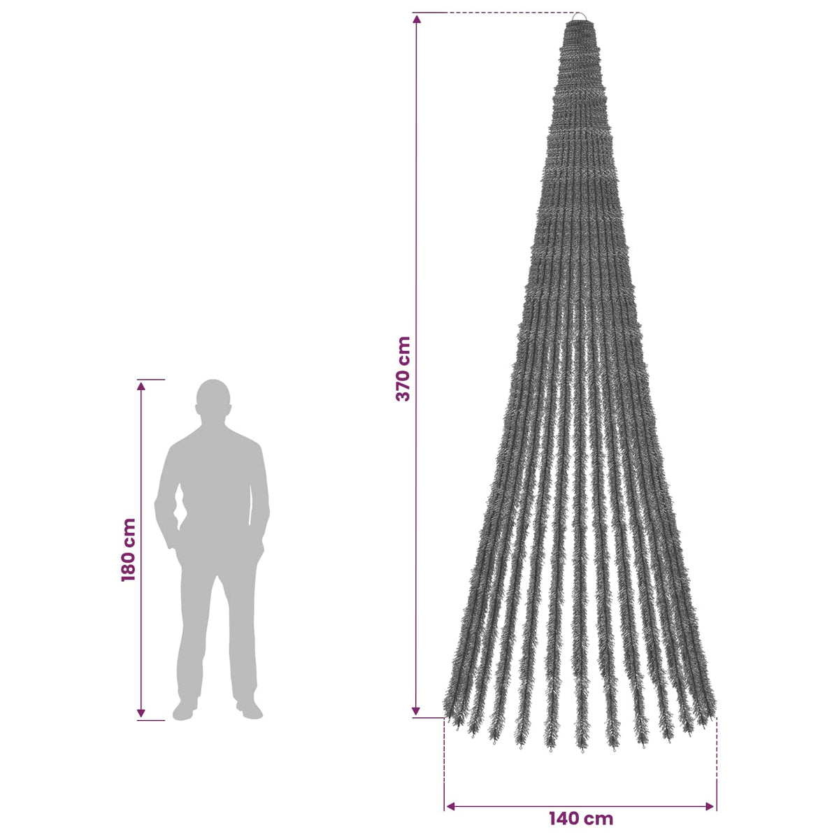 LED Kalėdų medis 370 cm 1008 LED Šalta balta Plienas Žalia