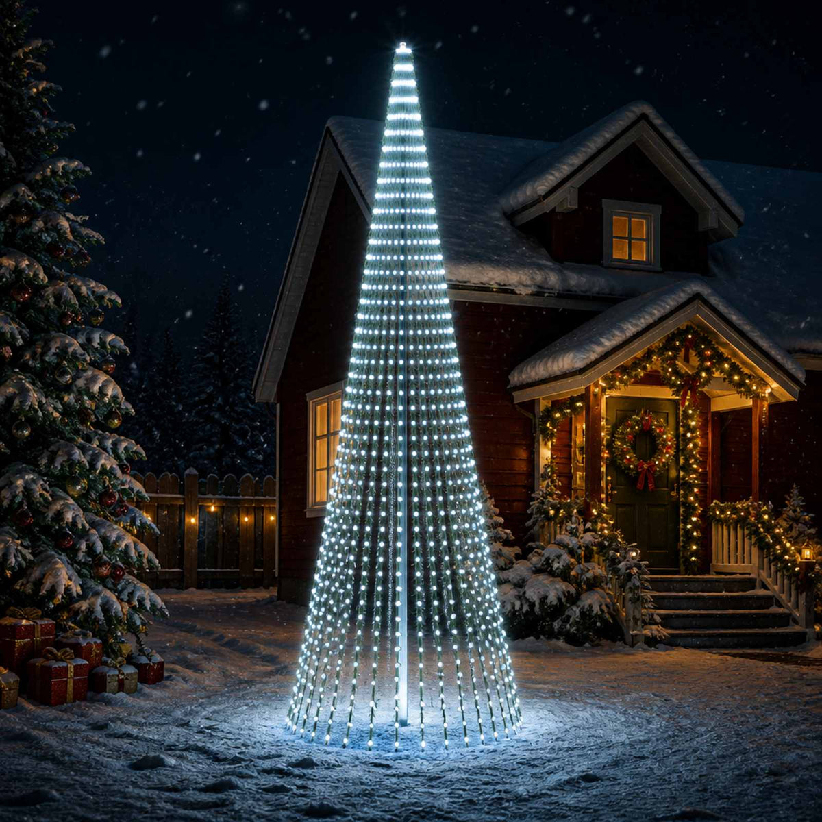 LED Kalėdų medis 470 cm 1504 LED Šalta balta Plienas Žalia