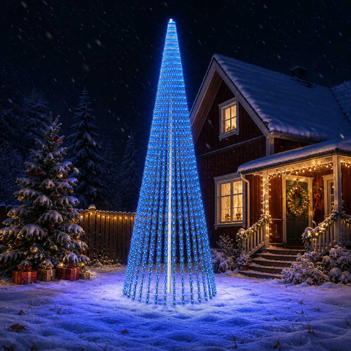 LED Kalėdų medis 470 cm 1504 LED Mėlyna Plienas Žalia