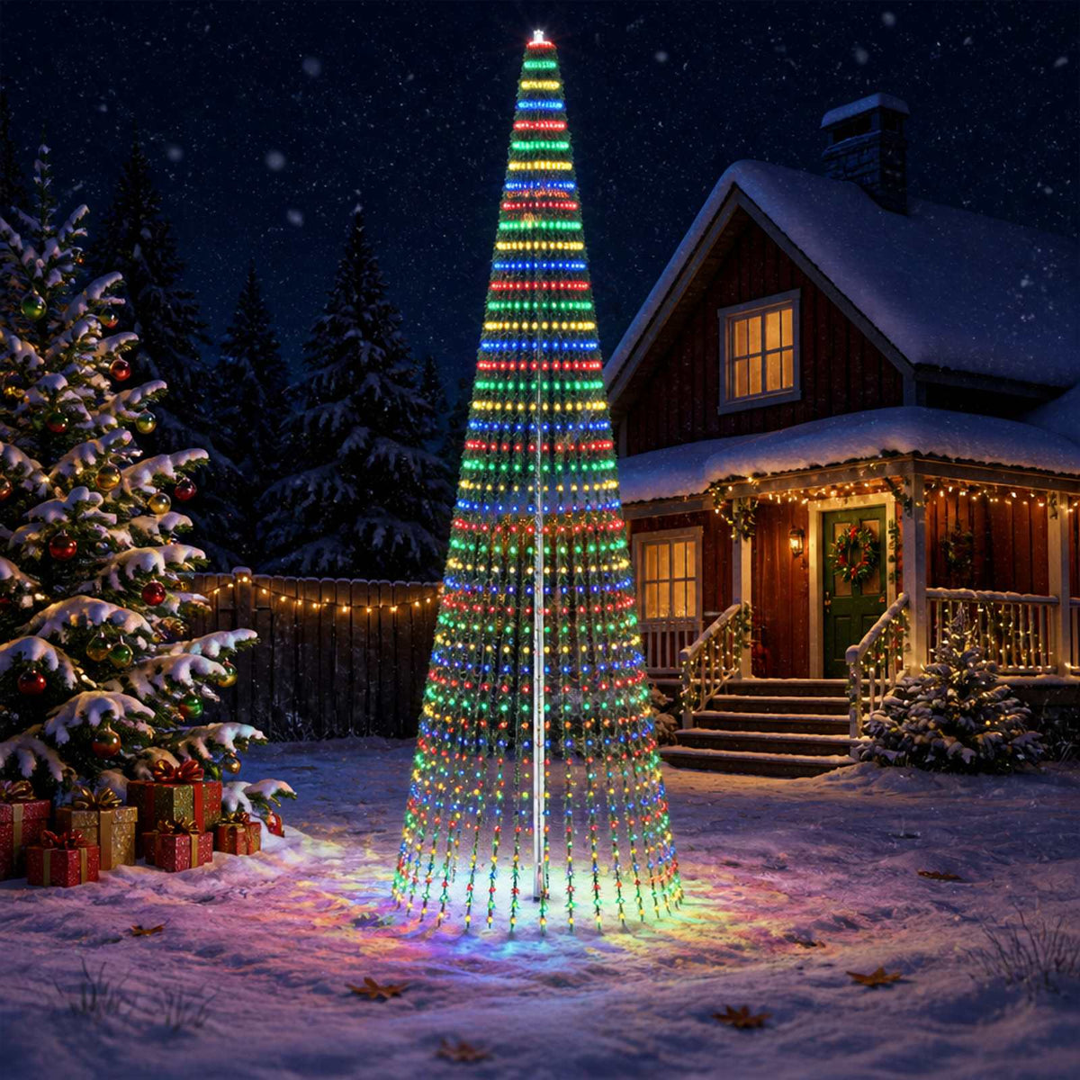 LED Kalėdų medis 470 cm 1504 LED Įvairių spalvų Plienas Žalia