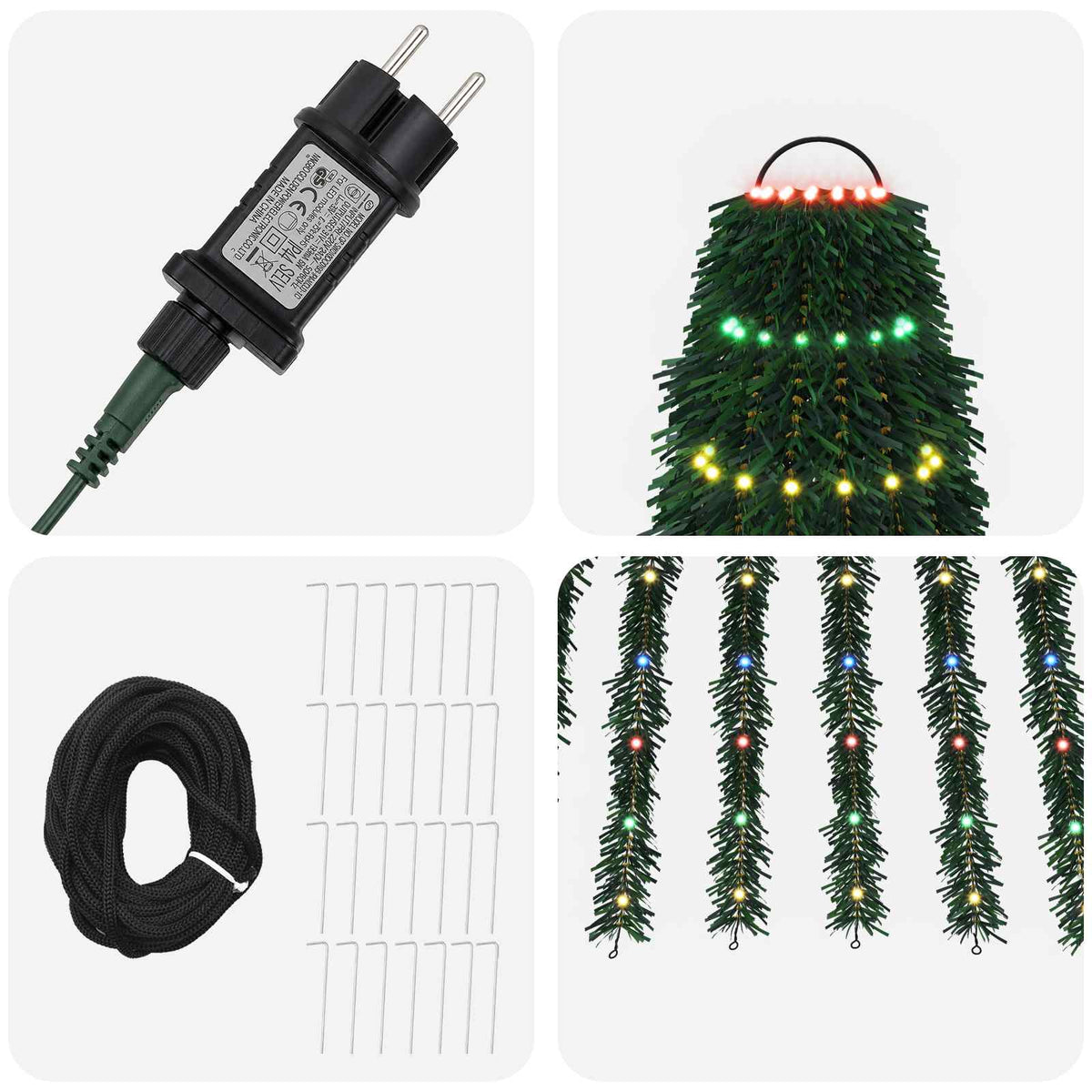 LED Kalėdų medis 470 cm 1504 LED Įvairių spalvų Plienas Žalia
