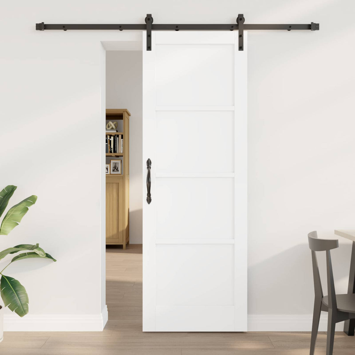 Slankios durys 73,5 x 211 cm Apdirbta mediena Balta ir juoda