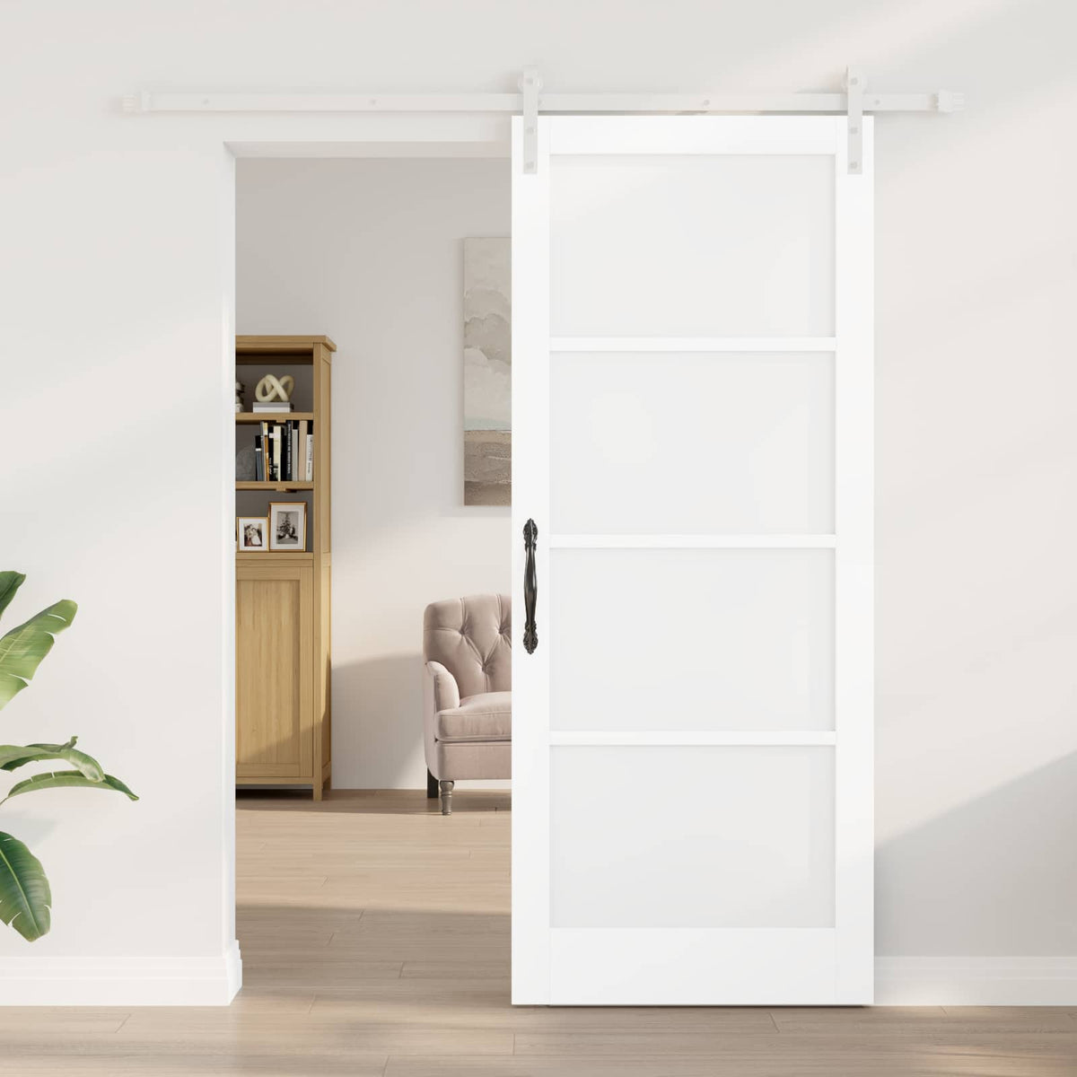 Slankios durys 86 x 211 cm Apdirbta mediena Balta