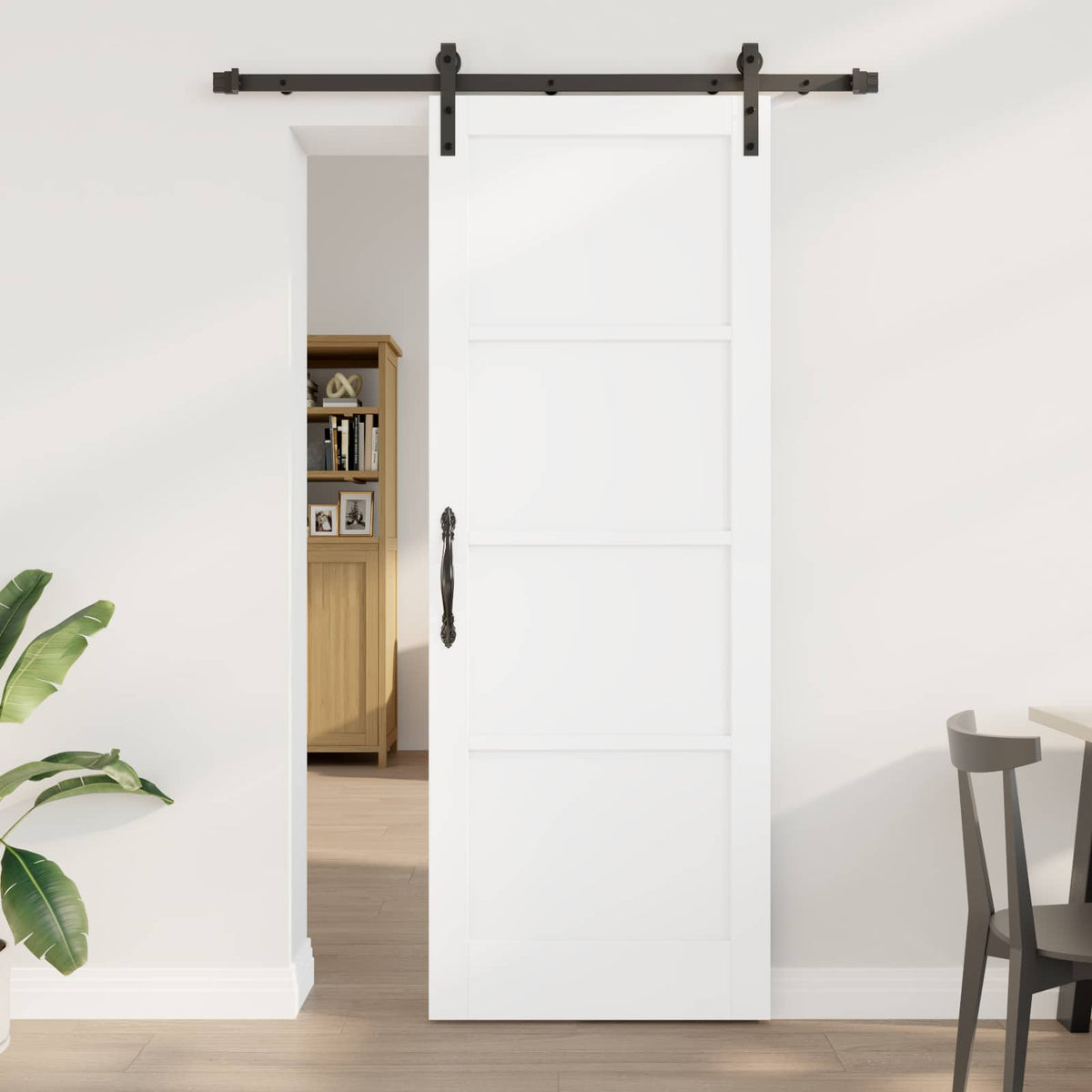 Slankios durys 78 x 211 cm Apdirbta mediena Balta ir juoda