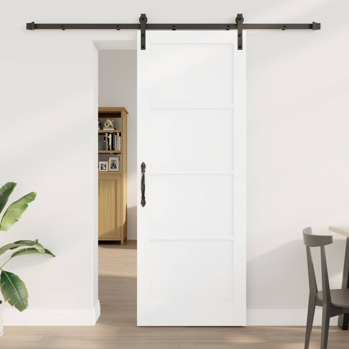 Slankios durys 78 x 211 cm Apdirbta mediena Balta ir juoda