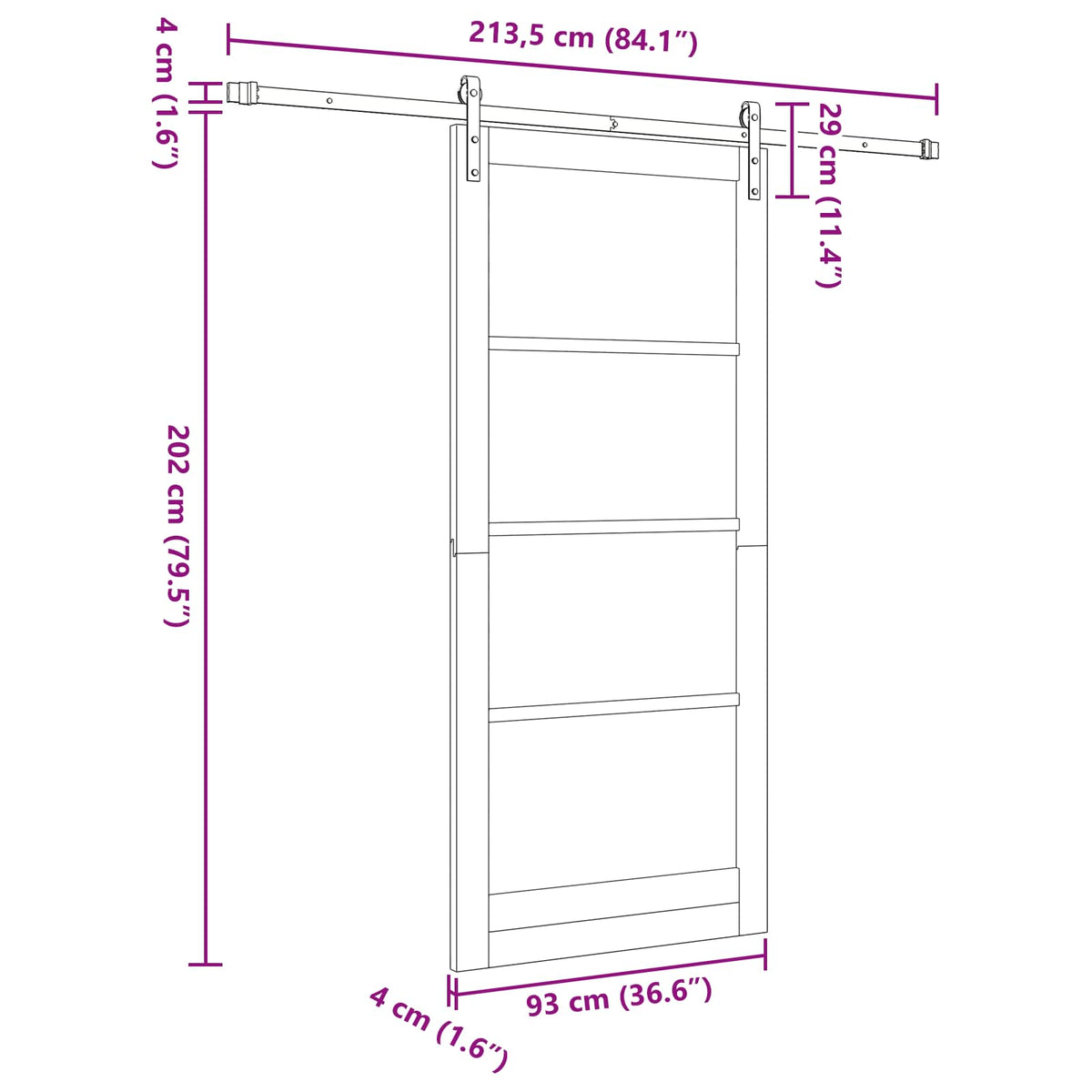 Slankios durys 93 x 211 cm Apdirbta mediena Natūrali ir juoda
