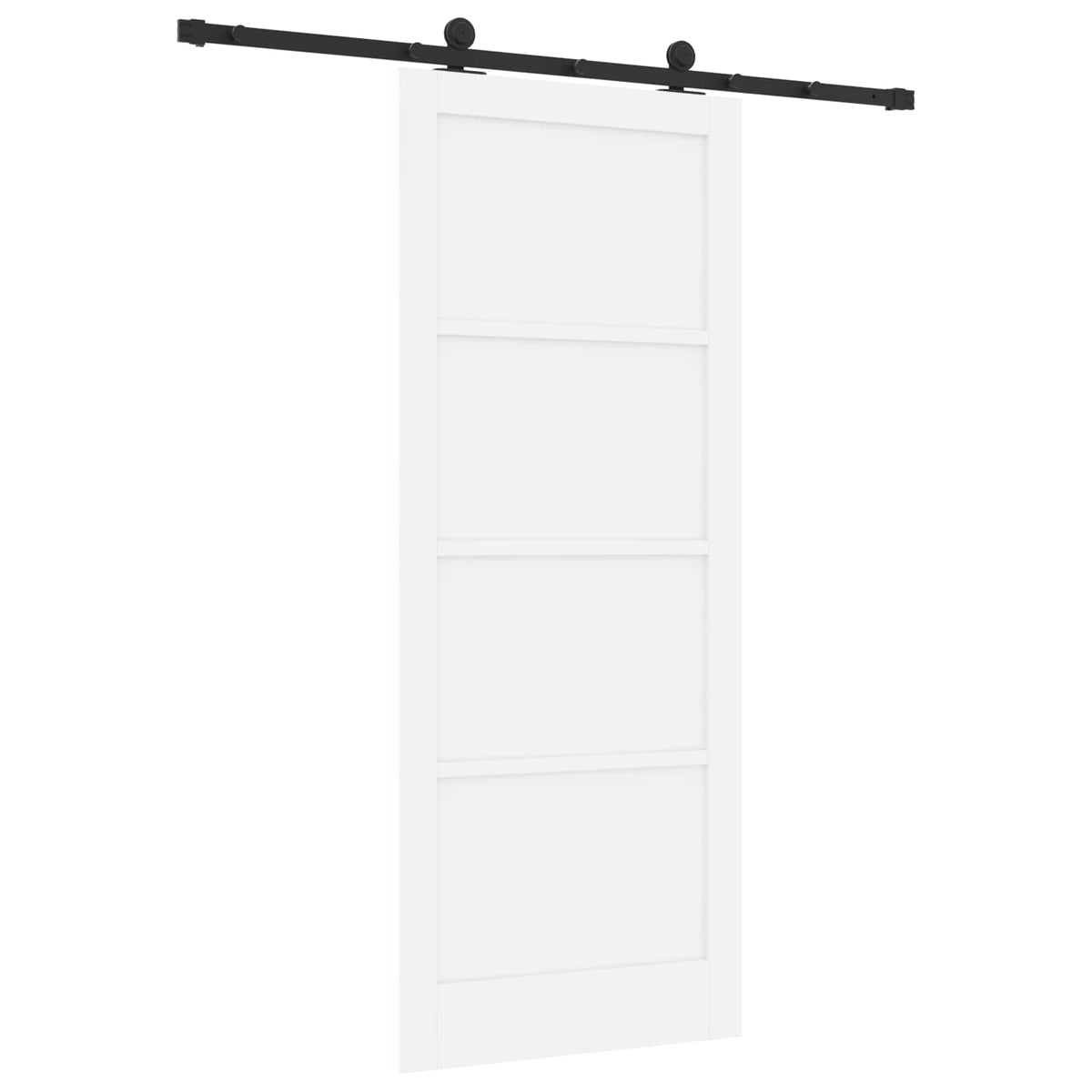 Slankios durys 86 x 211 cm Apdirbta mediena Balta ir juoda