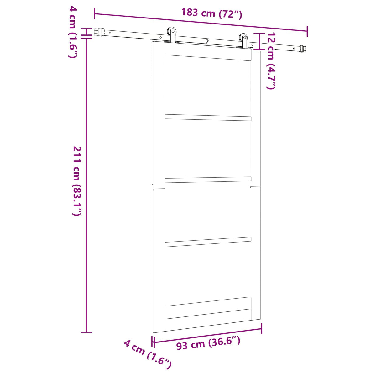 Slankios durys 93 x 211 cm Apdirbta mediena Natūrali ir juoda
