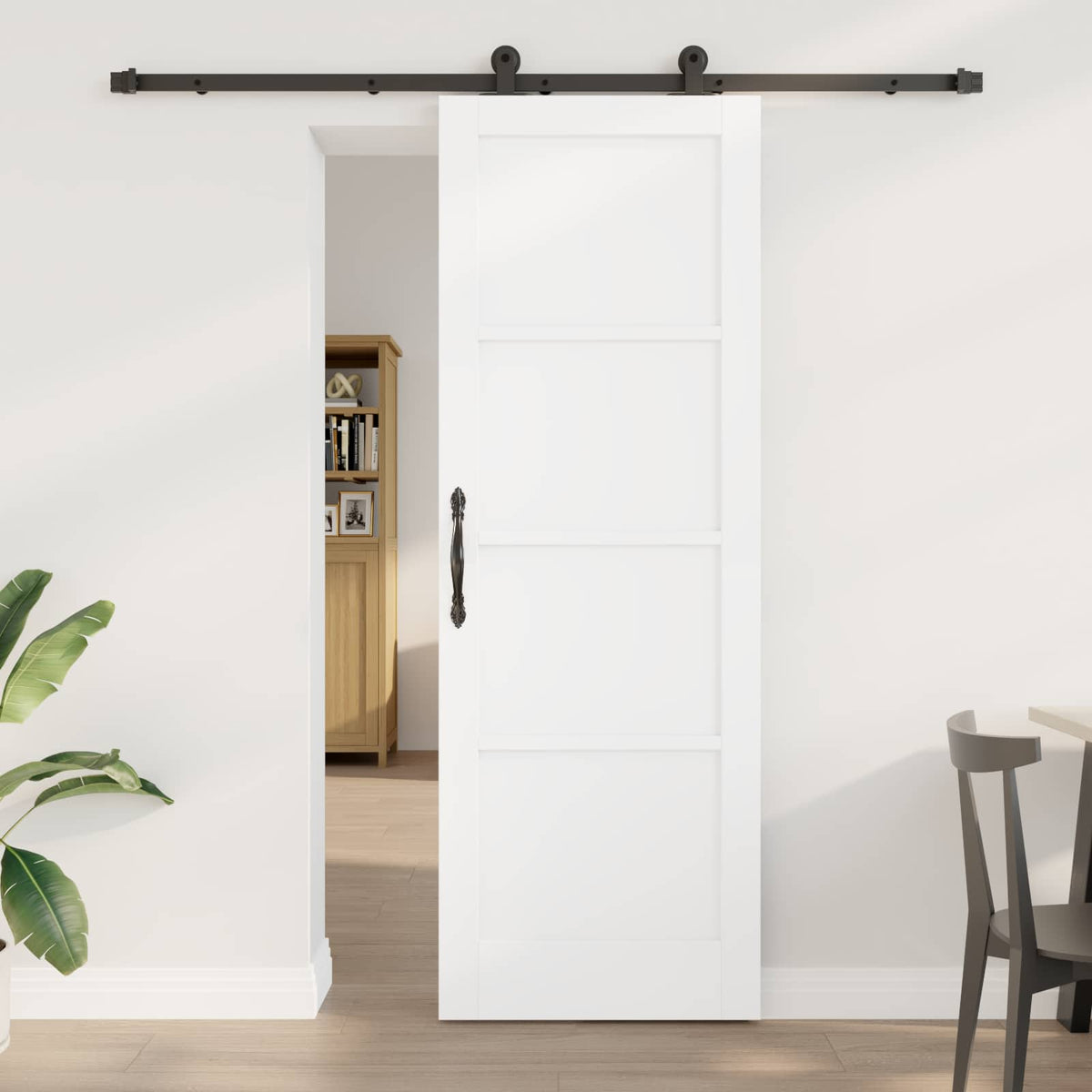 Slankios durys 73,5 x 211 cm Apdirbta mediena Balta ir juoda