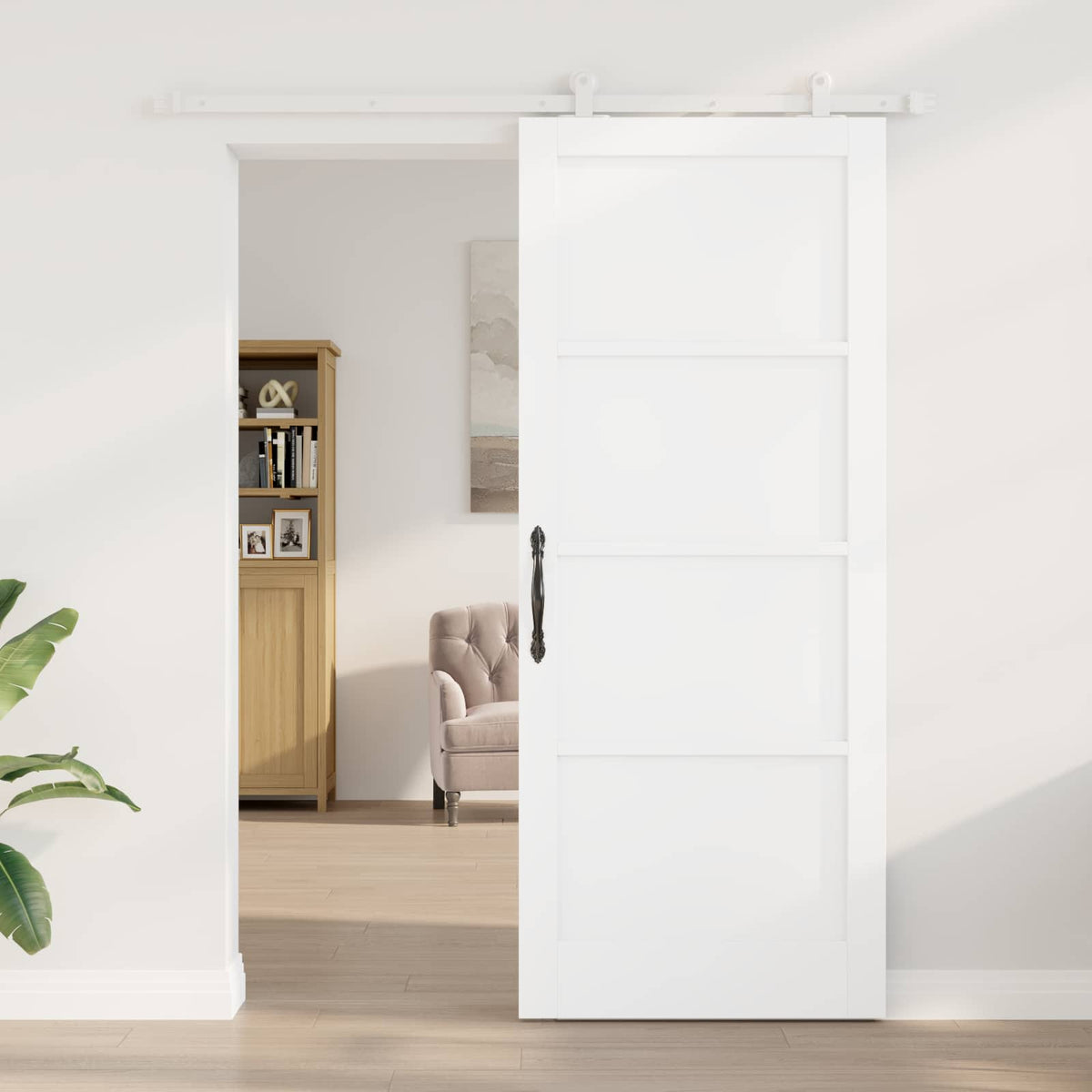 Slankios durys 86 x 211 cm Apdirbta mediena Balta