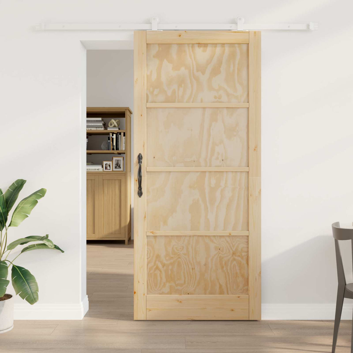 Slankios durys 93 x 211 cm Apdirbta mediena Natūrali ir Balta