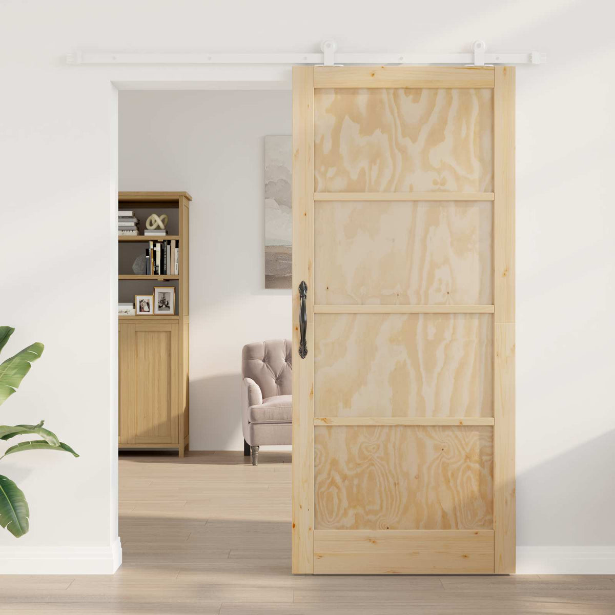 Slankios durys 93 x 211 cm Apdirbta mediena Natūrali ir Balta