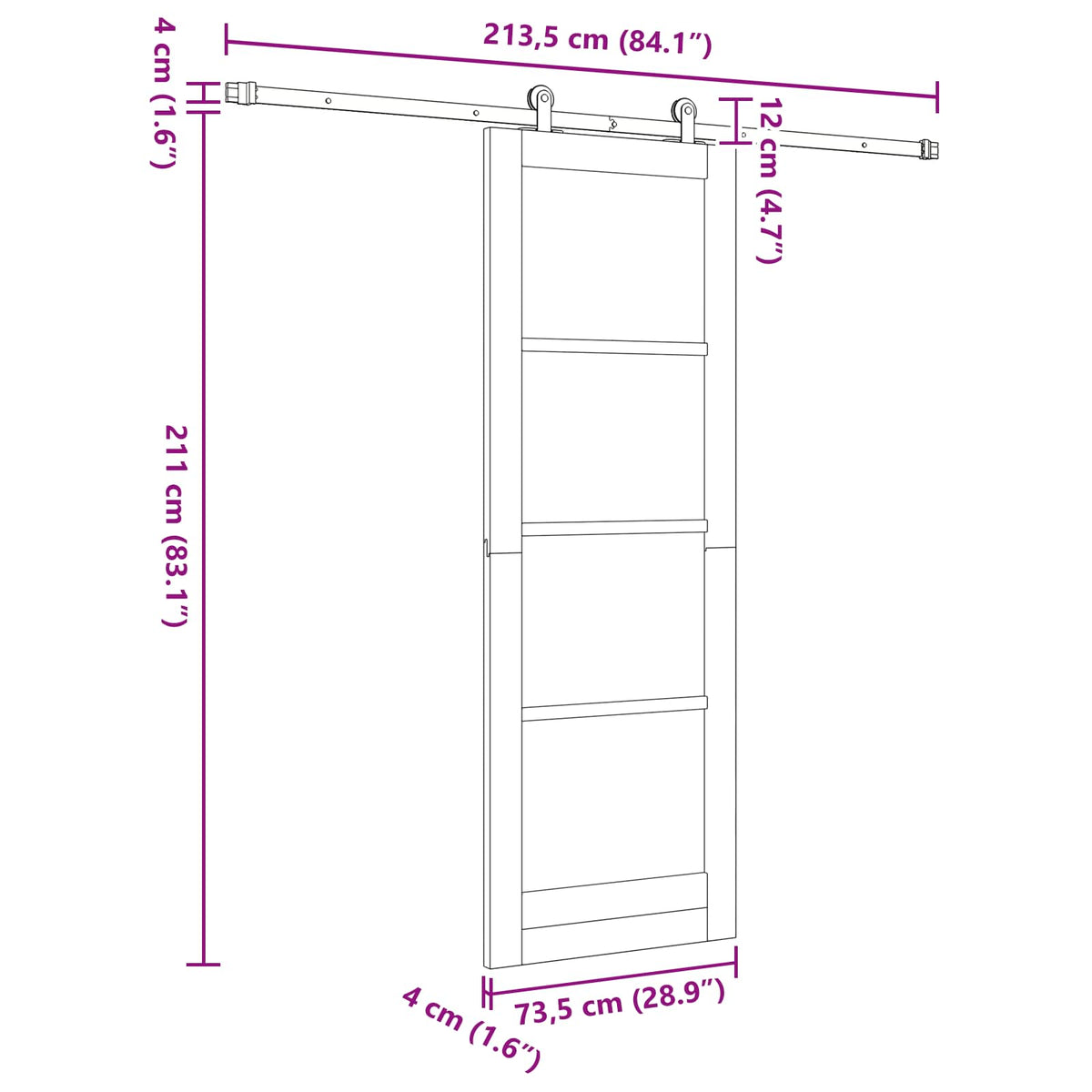 Slankios durys ORKDAL 73,5 x 211 cm Apdirbta mediena