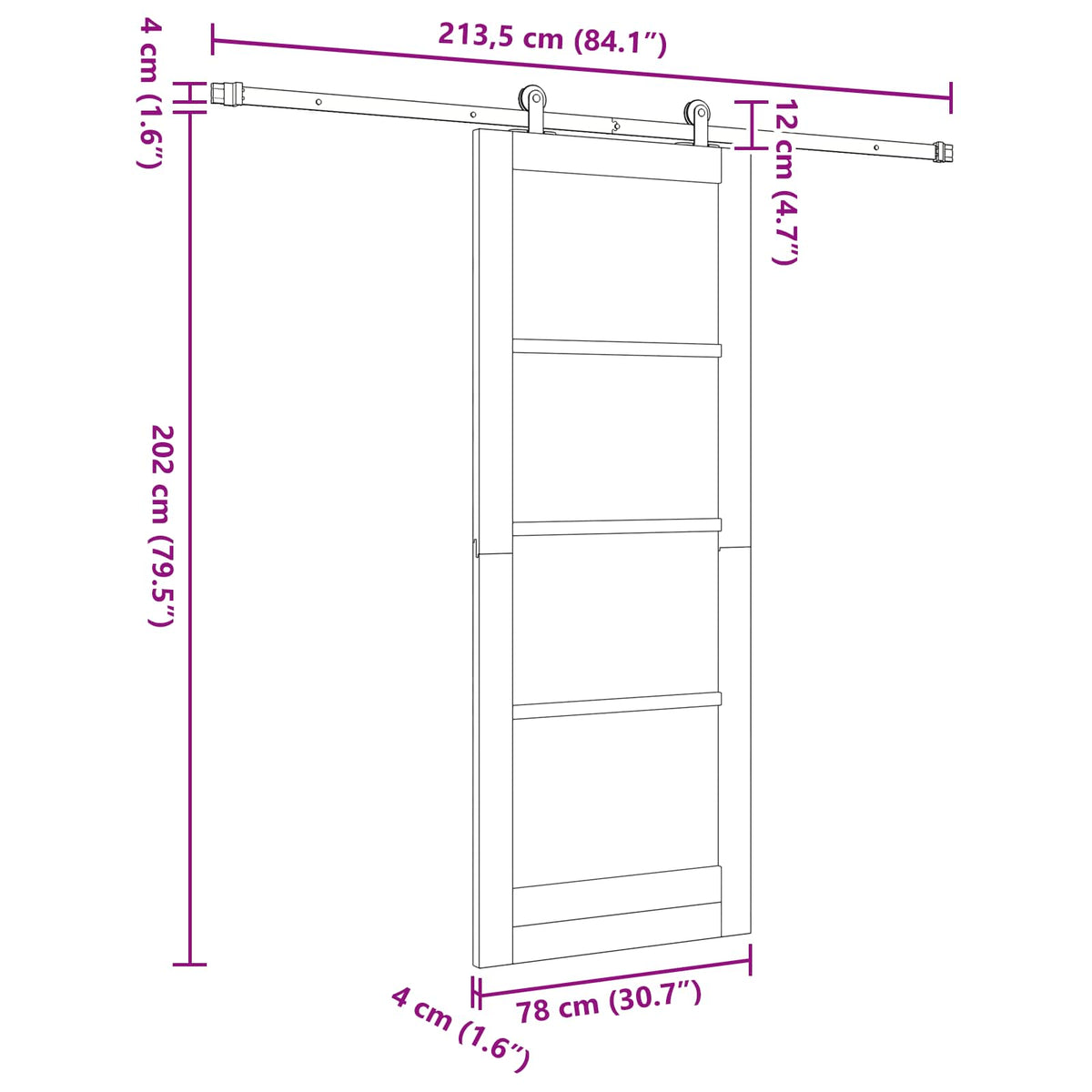 Slankios durys ORKDAL 78 x 202 cm Apdirbta mediena