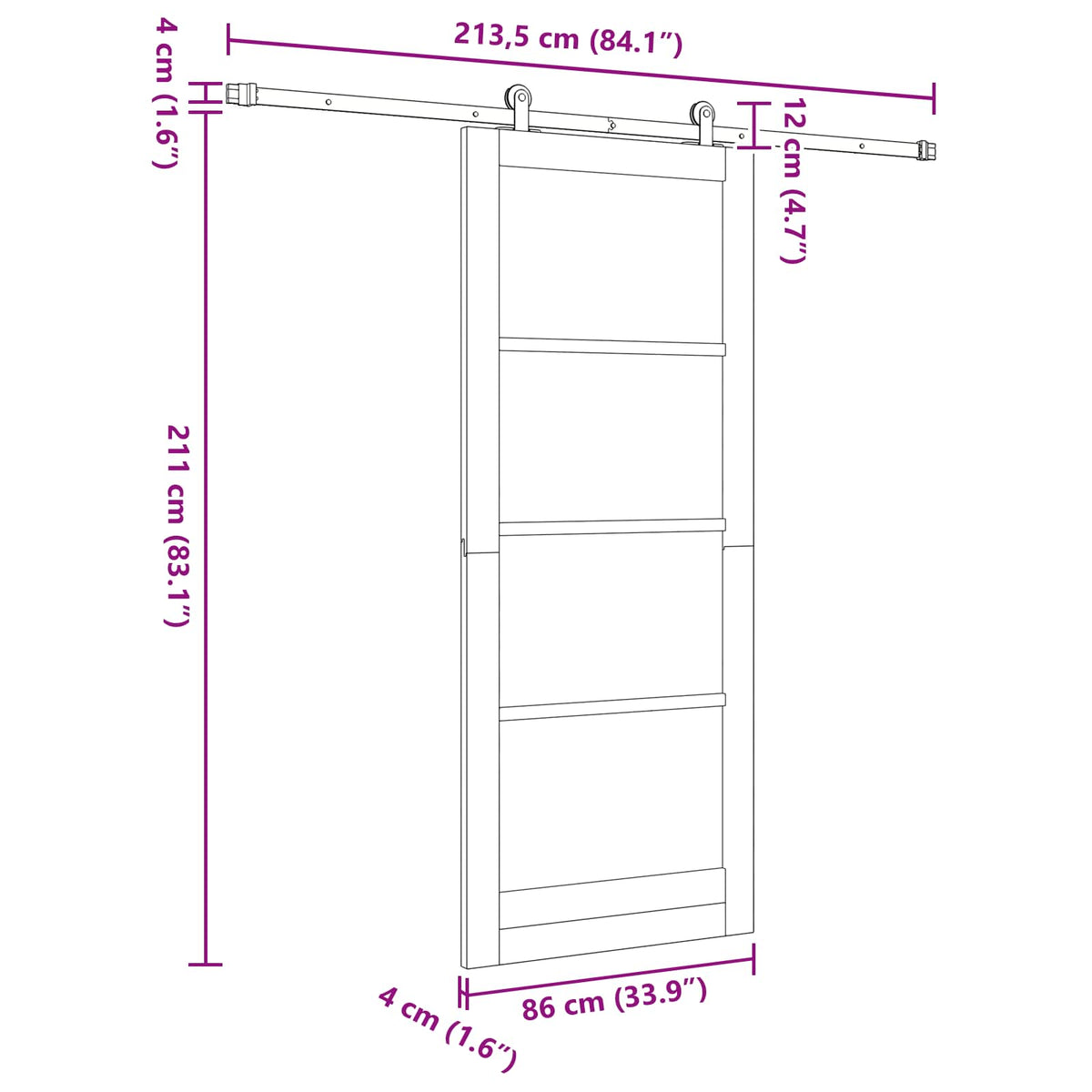 Slankios durys ORKDAL 86 x 211 cm Apdirbta mediena