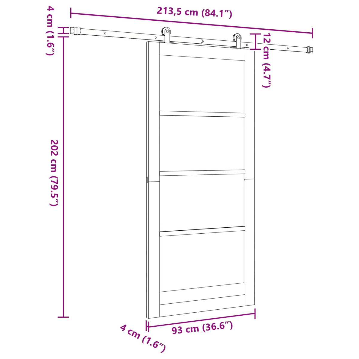 Slankios durys ORKDAL 93 x 202 cm Apdirbta mediena
