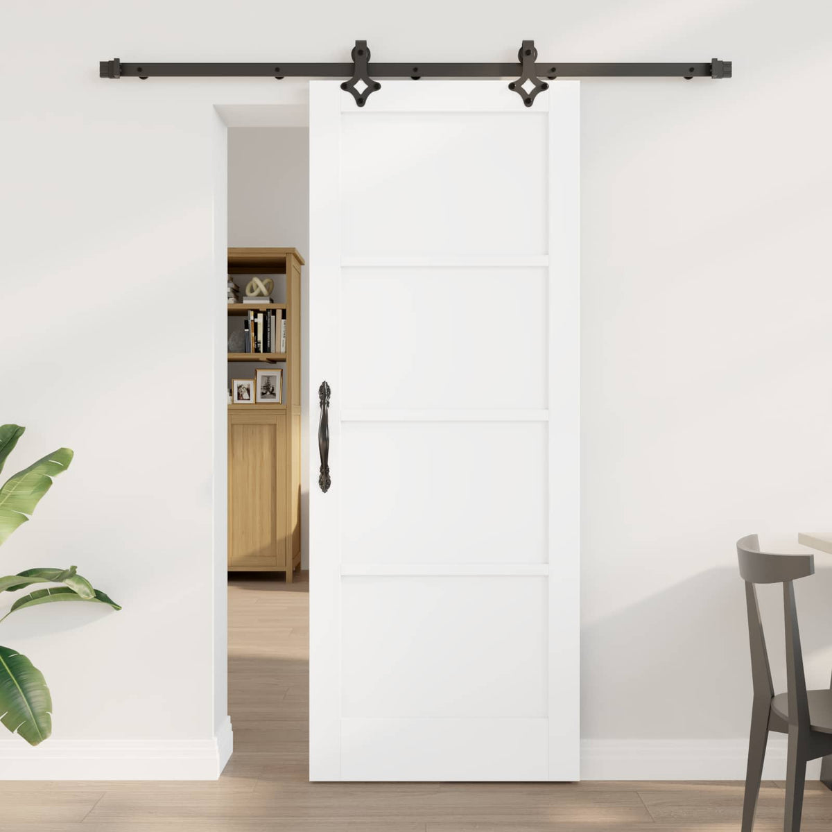 Slankios durys 78 x 202 cm Apdirbta mediena Balta ir juoda
