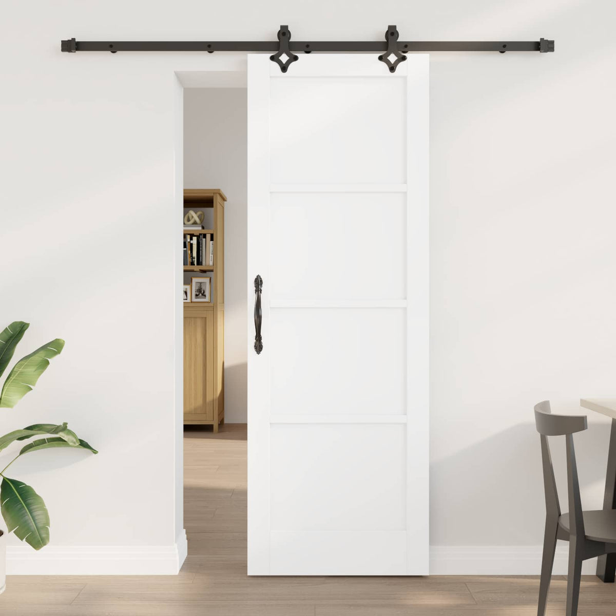 Slankios durys 73,5 x 211 cm Apdirbta mediena Balta ir juoda