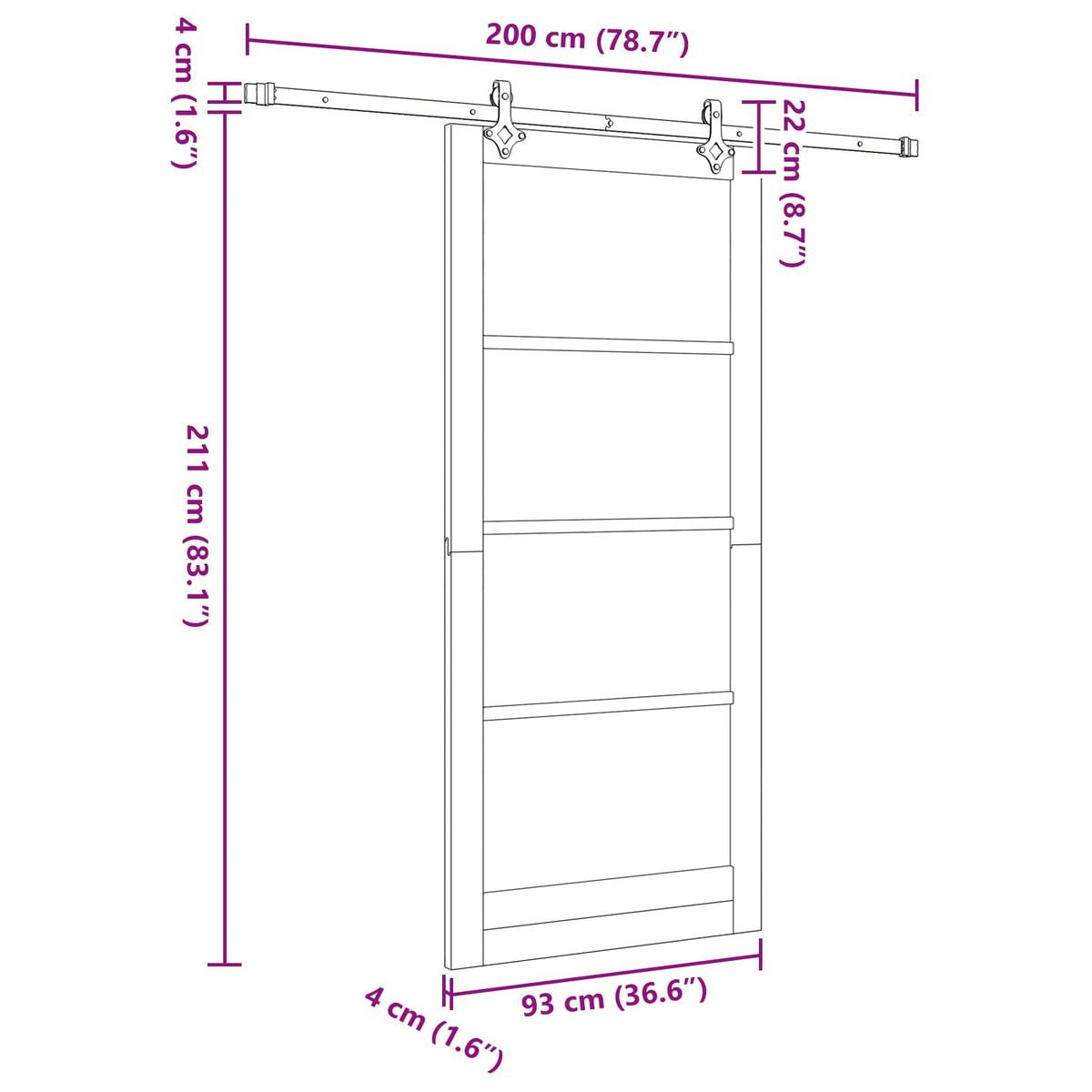 Slankios durys 93 x 211 cm Apdirbta mediena Natūrali ir juoda