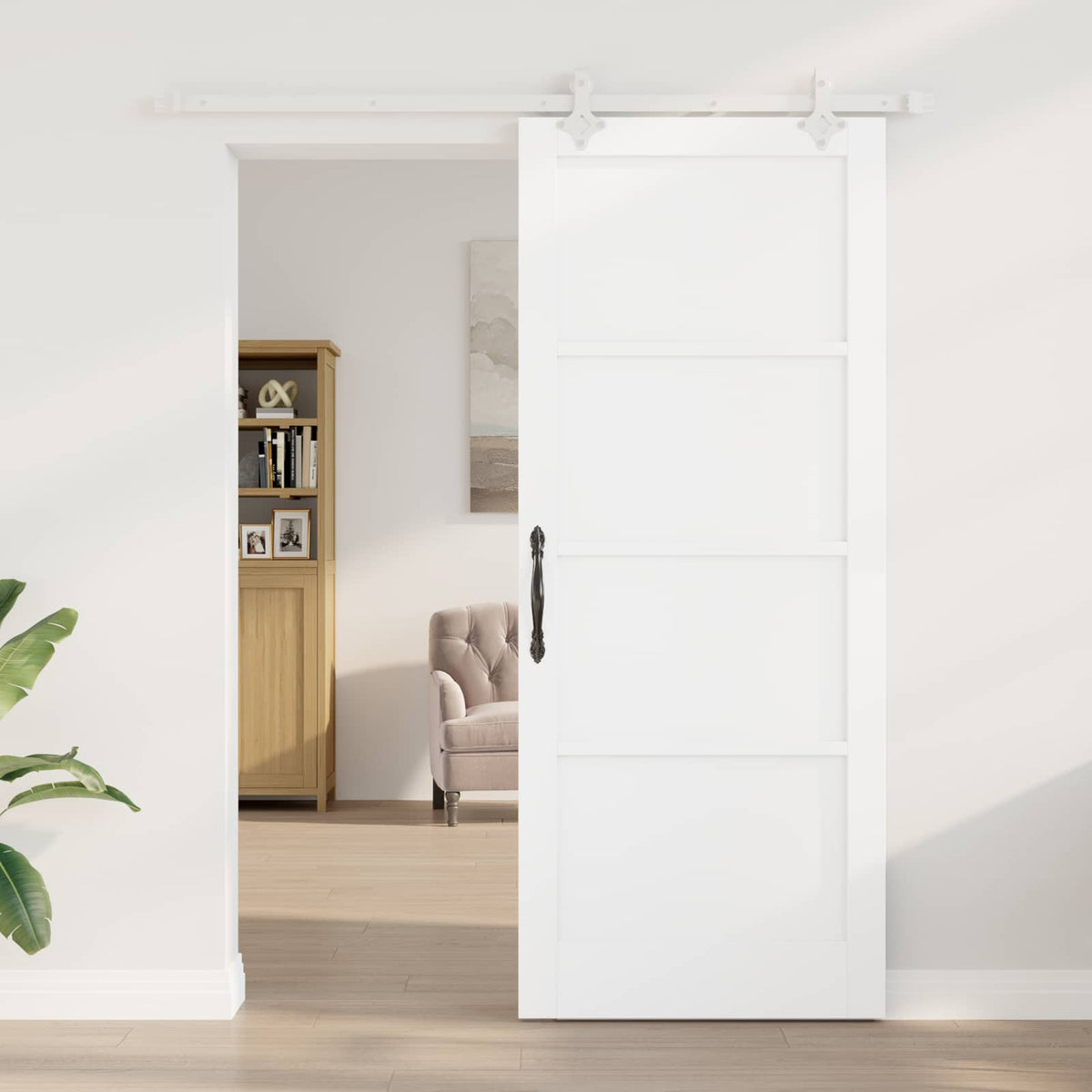 Slankios durys 86 x 211 cm Apdirbta mediena Balta