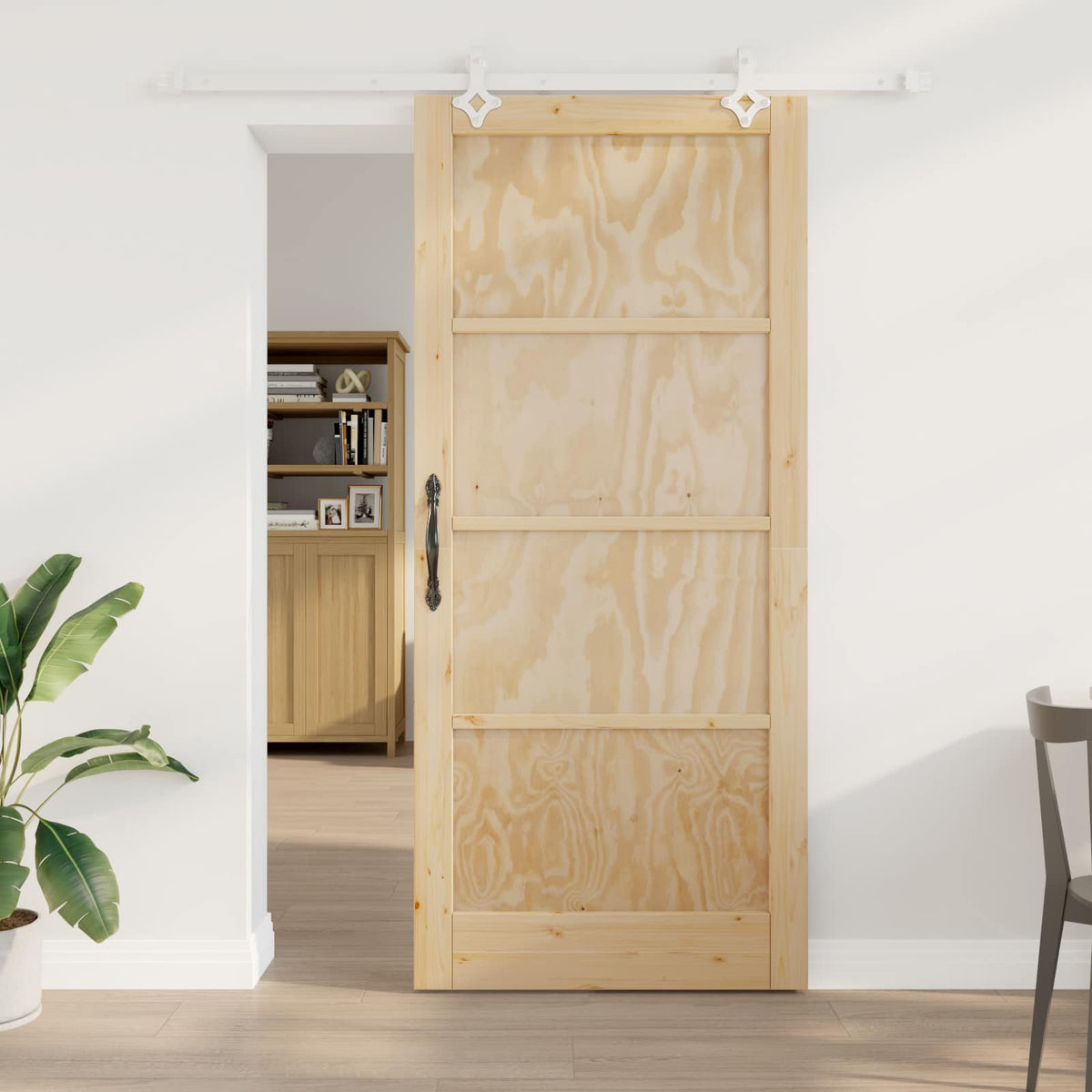 Slankios durys 93 x 211 cm Apdirbta mediena Natūrali ir Balta