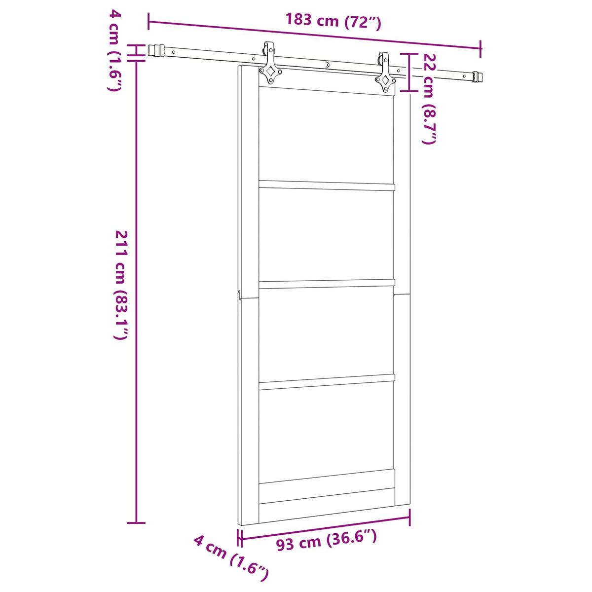Slankios durys 93 x 211 cm Apdirbta mediena Natūrali ir Balta