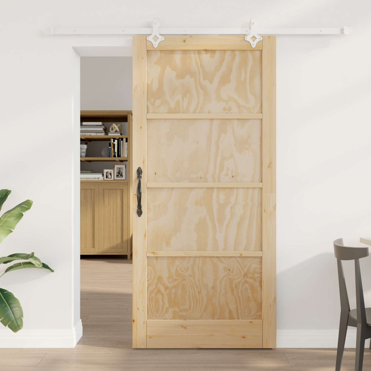 Slankios durys 93 x 202 cm Apdirbta mediena Natūrali ir Balta